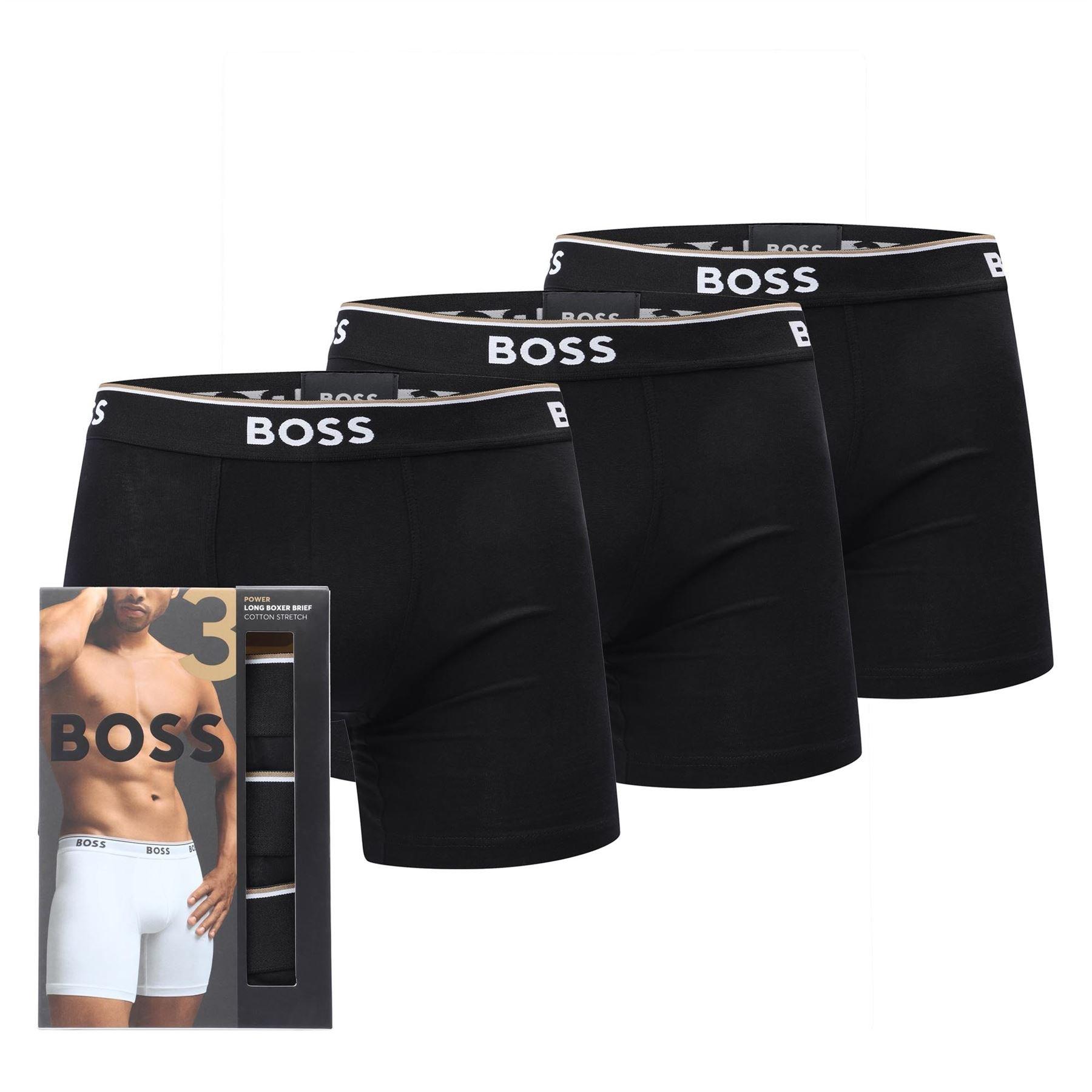 Black - Boss - 3 Pack of Long Stretch Cotton Boxer Briefs - 1