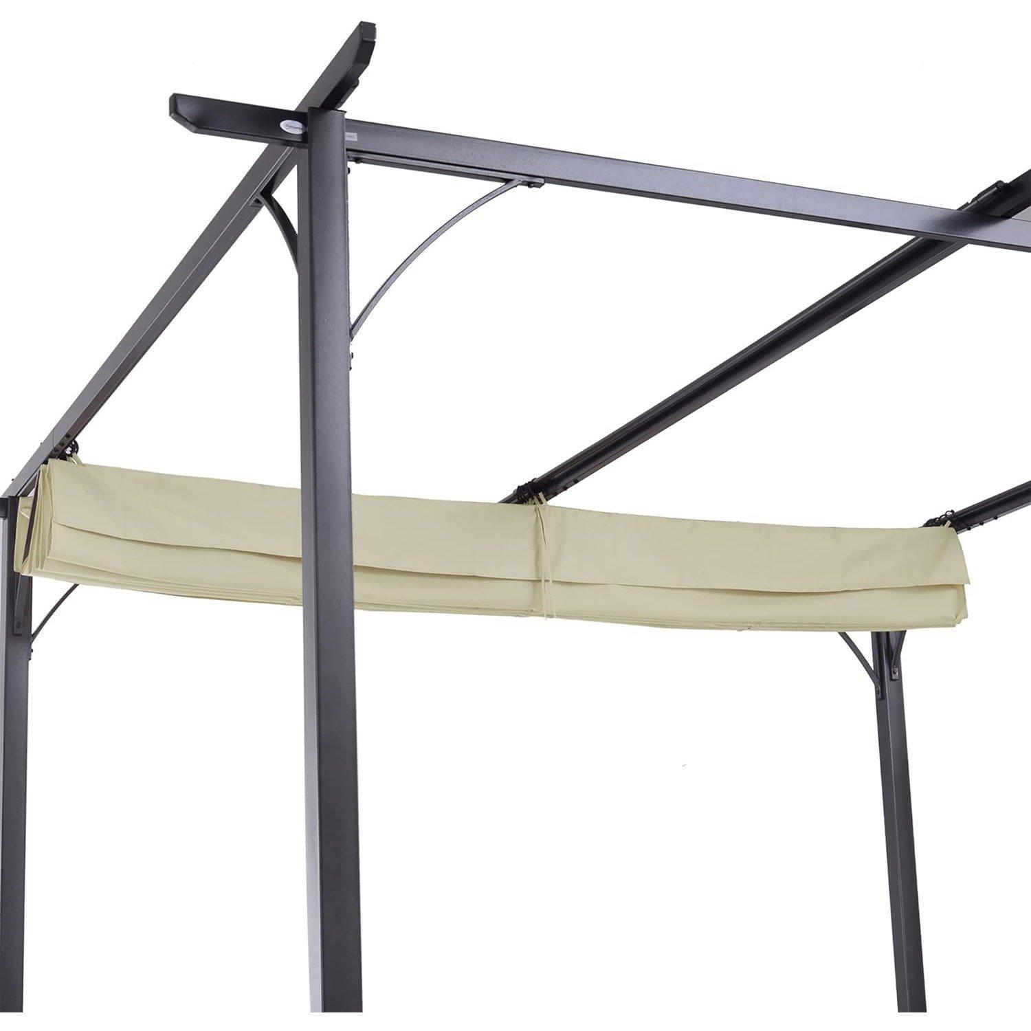 Beige - Outsunny - 3 x 3(m) Metal Retractable Pergola - 8