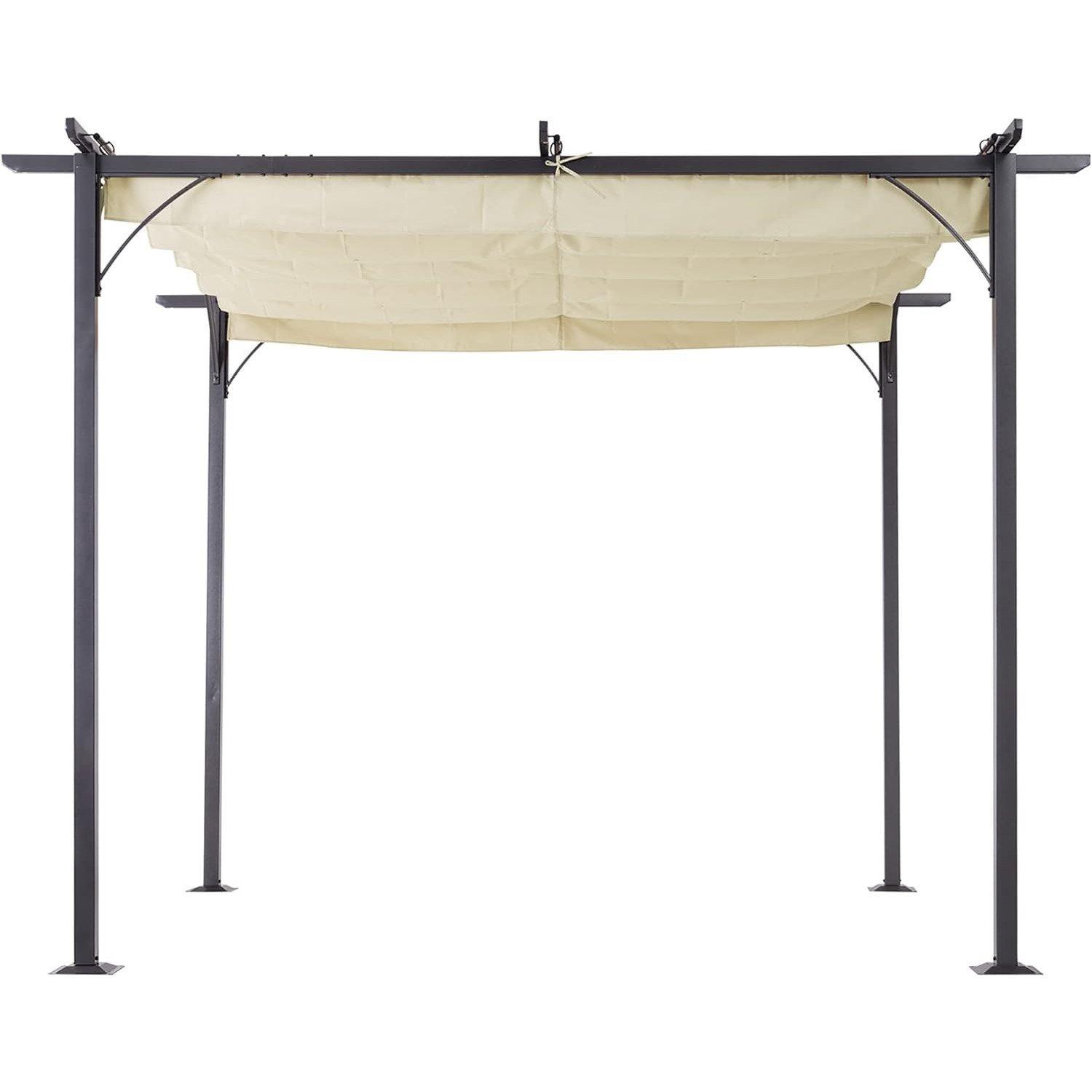 Beige - Outsunny - 3 x 3(m) Metal Retractable Pergola - 9