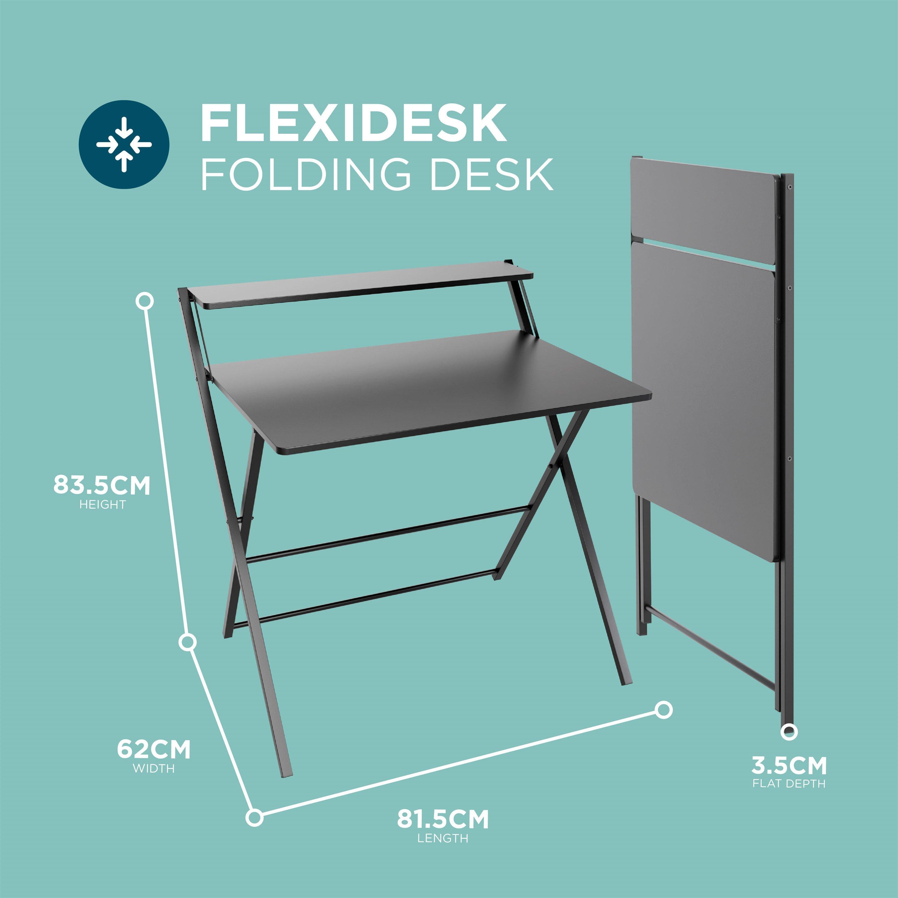 Black - DMD Collective - 2-Tier Shelf FlexiDesk Folding Desk - 2