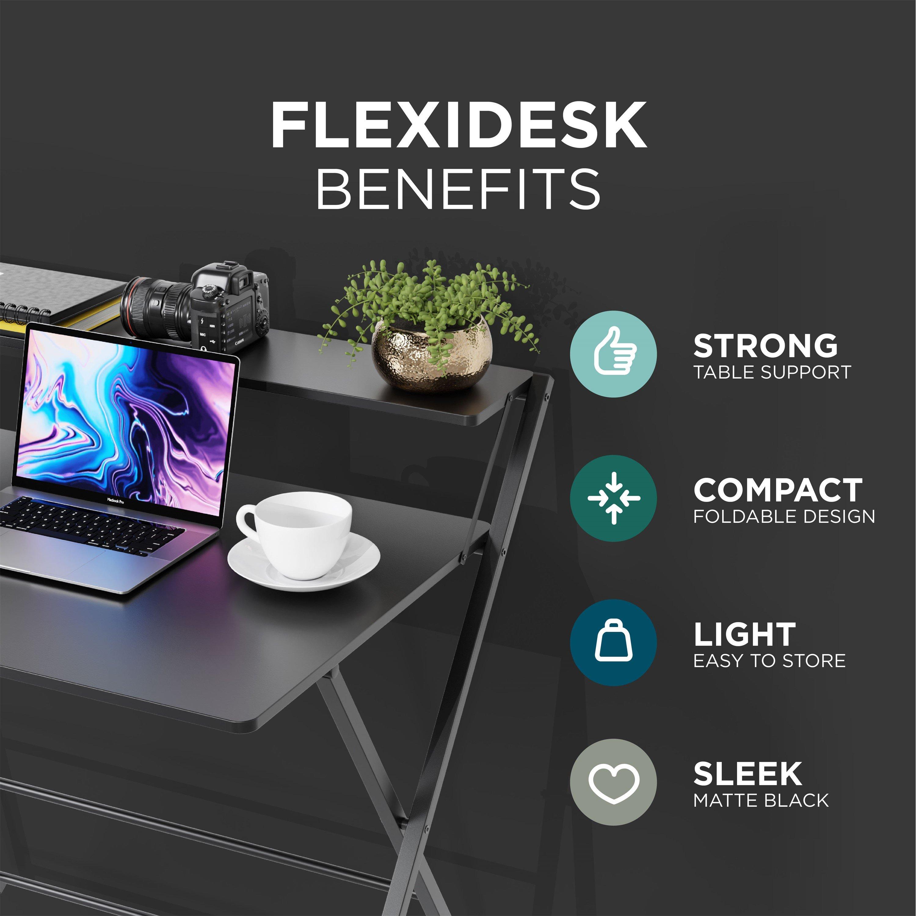 Black - DMD Collective - 2-Tier Shelf FlexiDesk Folding Desk - 6