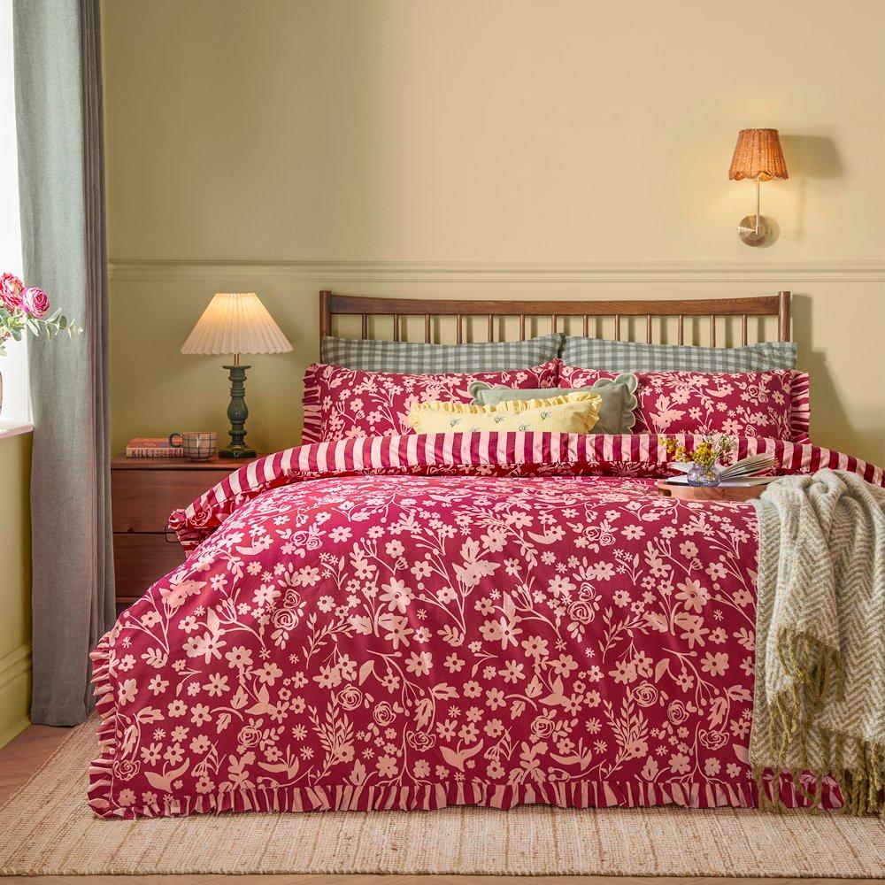 Berry - Furn - Posie Reversible Frilled Duvet Sets - 1