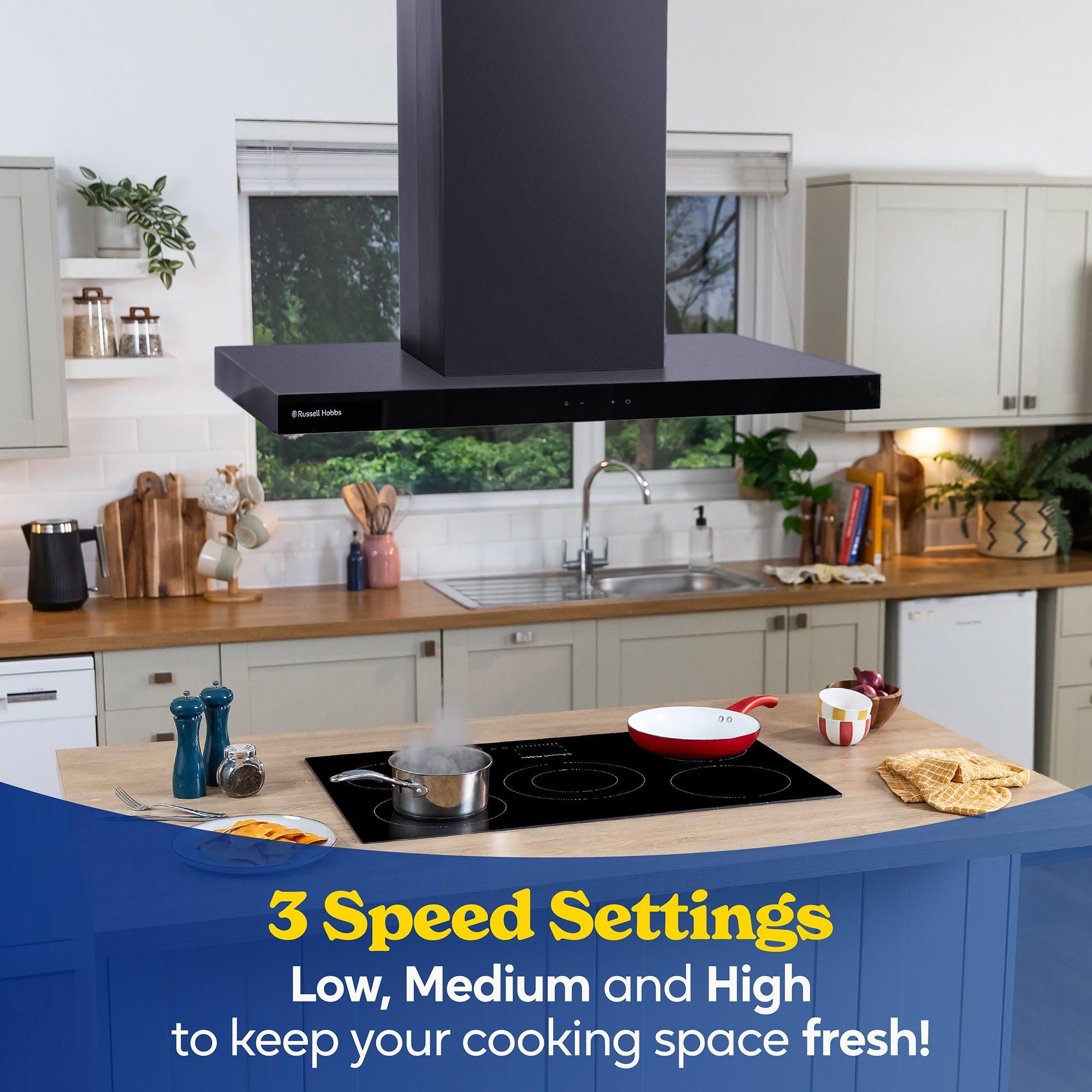 Black - Russell Hobbs - RHICH904B 90cm Island Cooker Hood in Black - 5