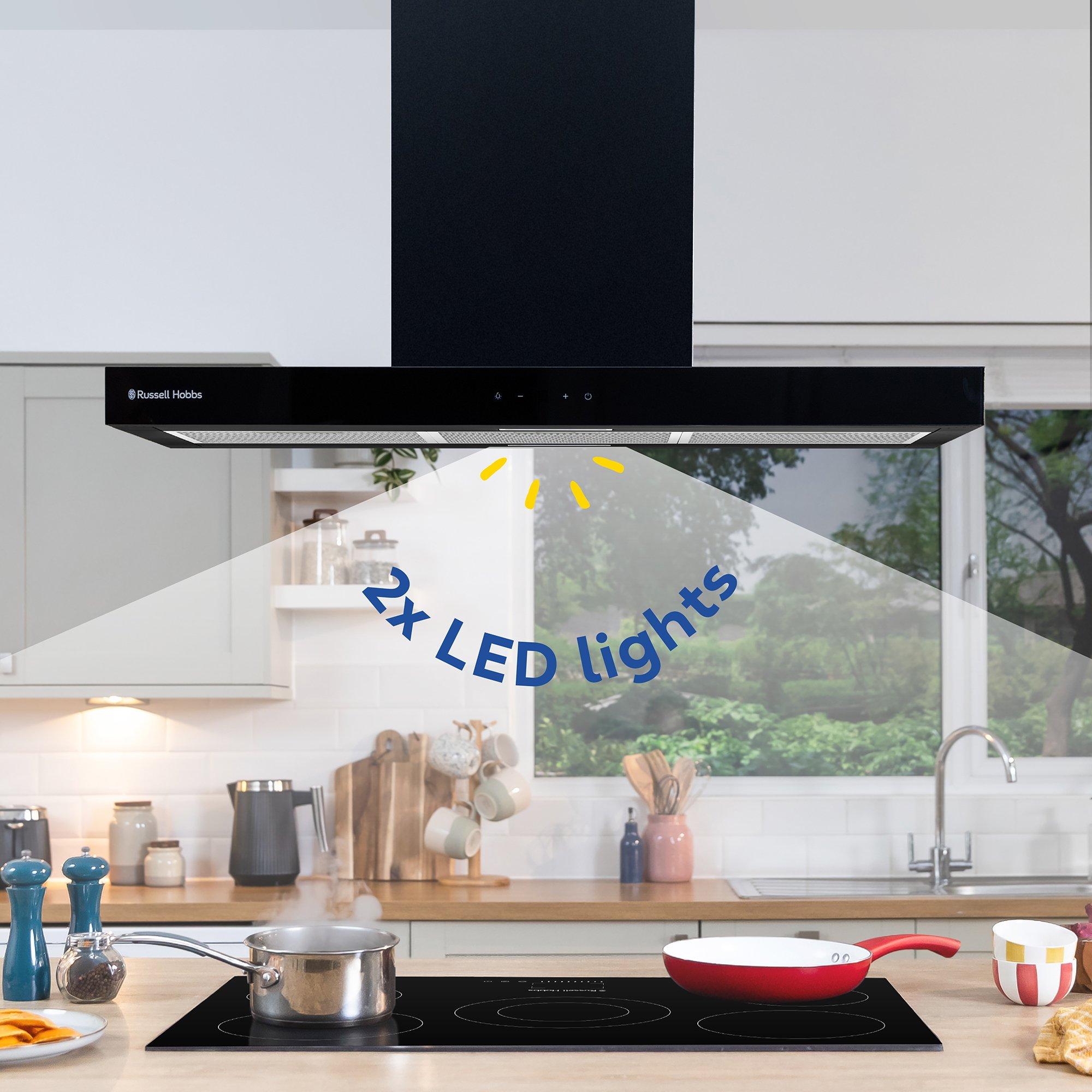 Black - Russell Hobbs - RHICH904B 90cm Island Cooker Hood in Black - 6