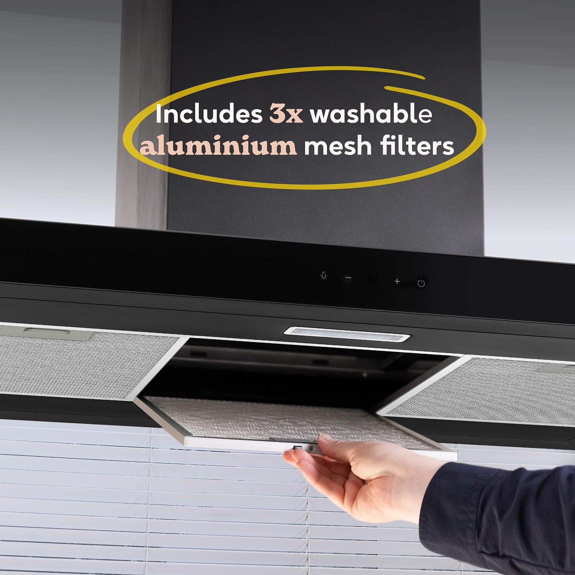 Black - Russell Hobbs - RHICH904B 90cm Island Cooker Hood in Black - 7