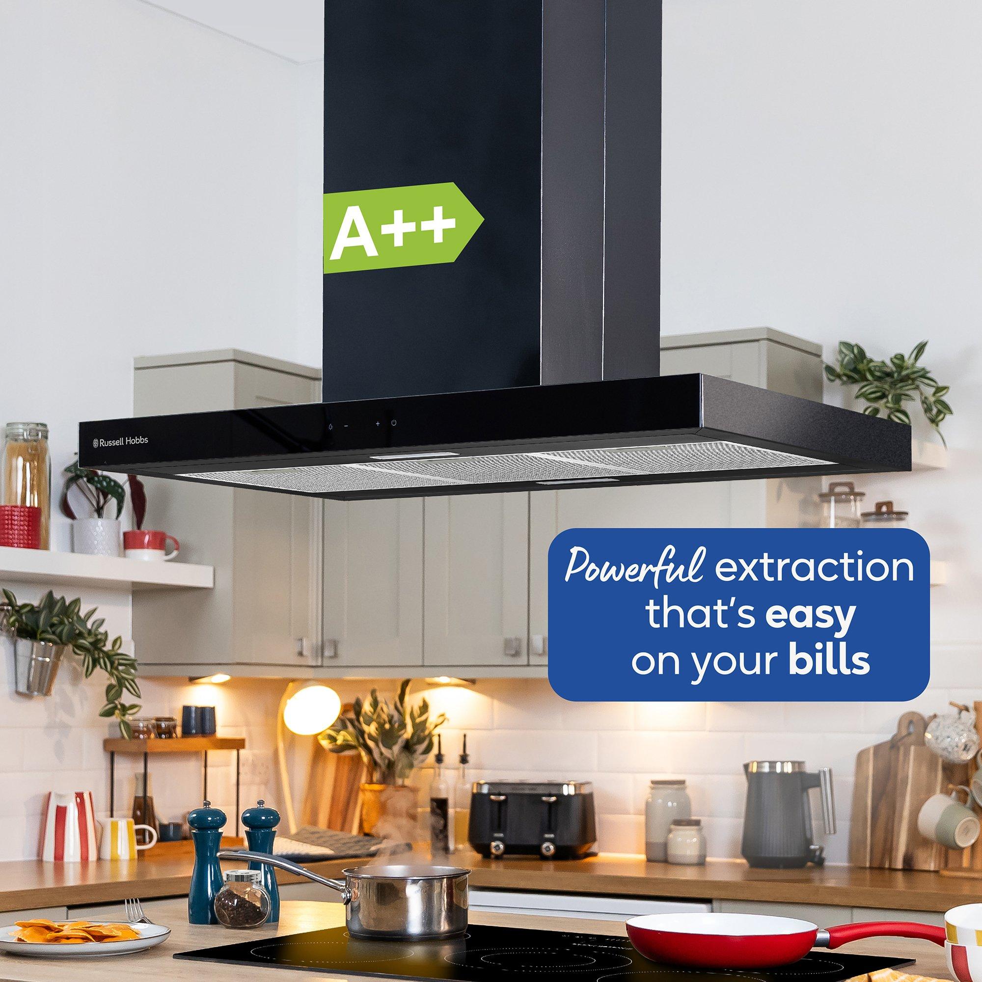 Black - Russell Hobbs - RHICH904B 90cm Island Cooker Hood in Black - 8