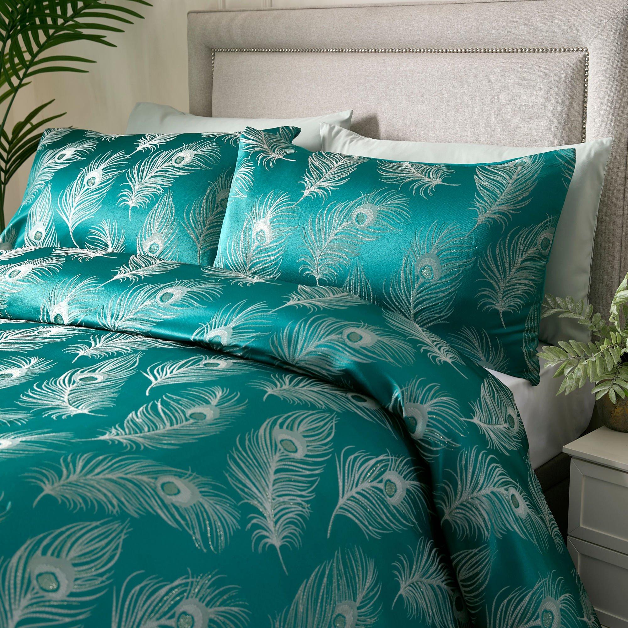 Teal - Laurence Llewelyn-Bowen - Dandy Luxe Jacquard Feather Duvet Cover Set - Teal - 2