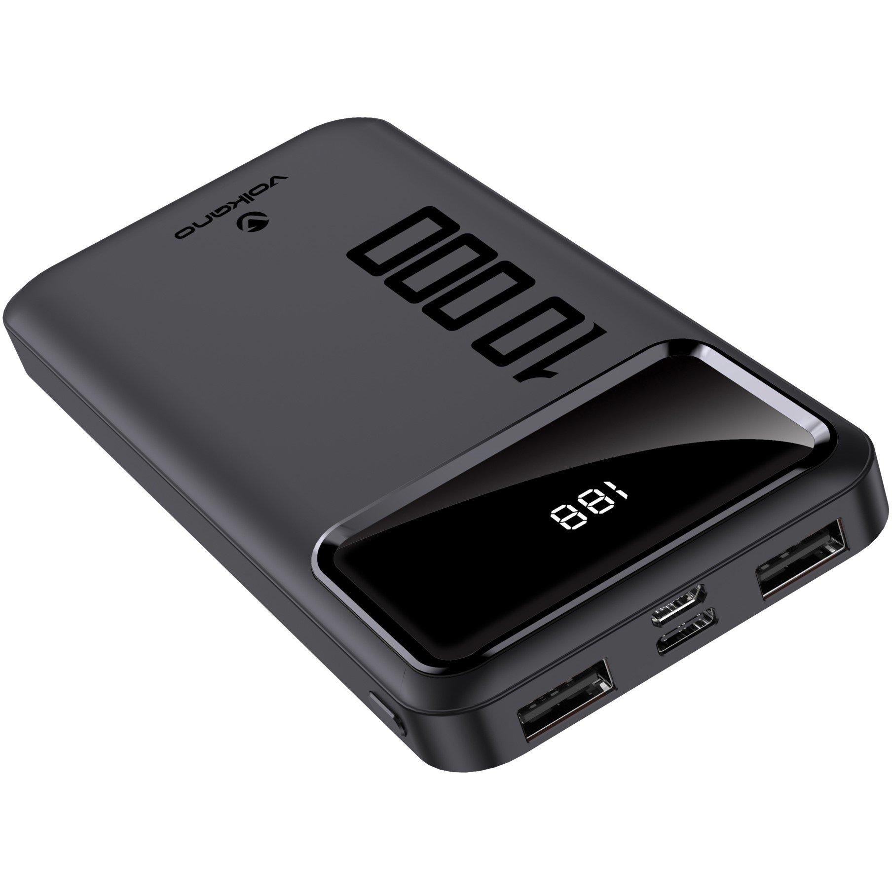 Black - Volkano - 10000mAh USB Powerbank with Digital Display - 2