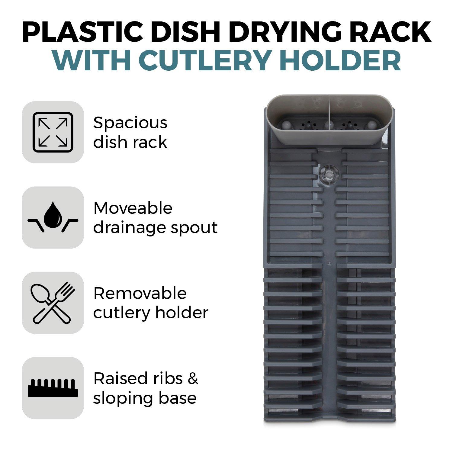Grey - Tower - Plastic Dish Drying Rack - 2
