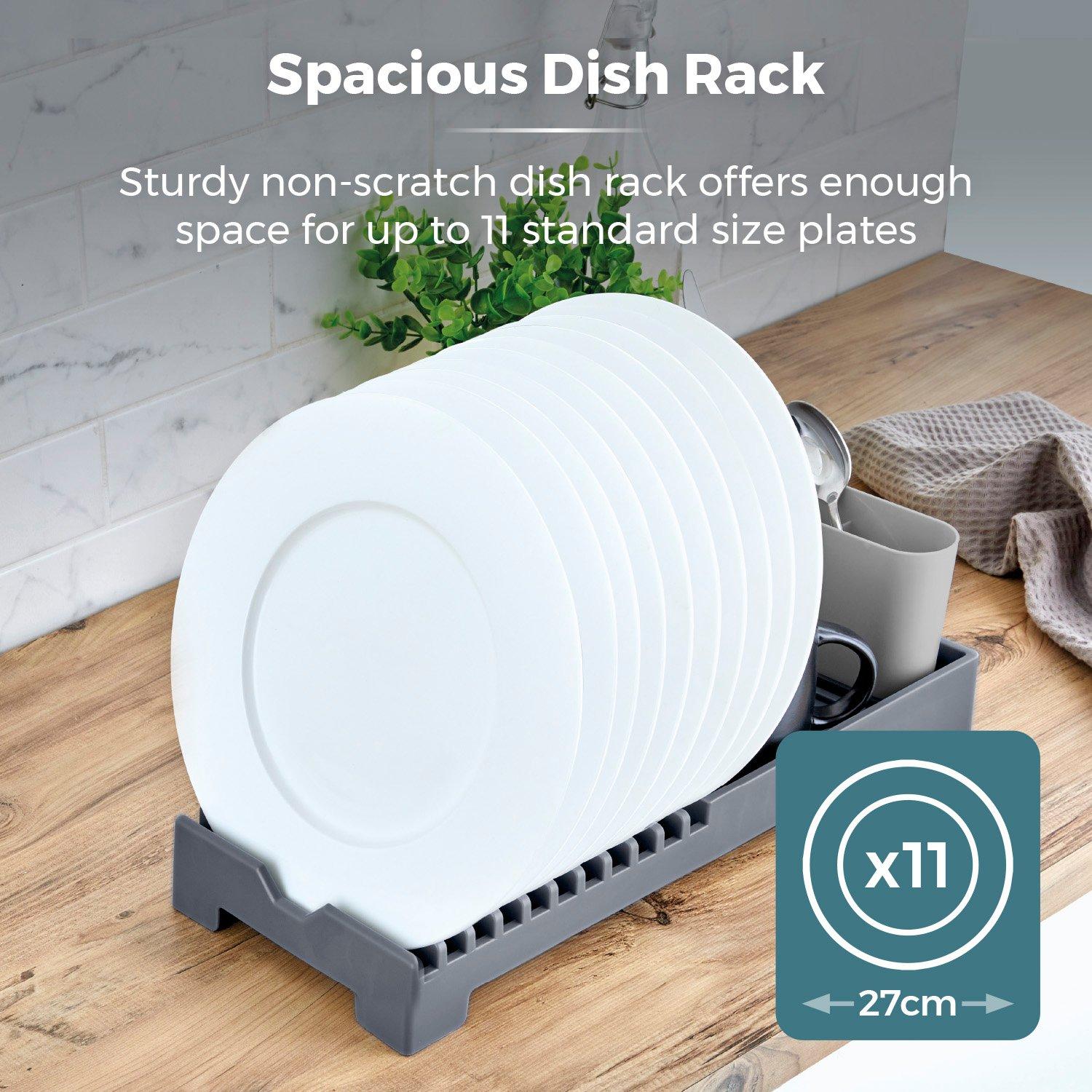 Grey - Tower - Plastic Dish Drying Rack - 3