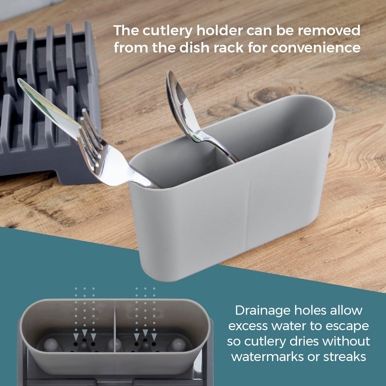 Grey - Tower - Plastic Dish Drying Rack - 5
