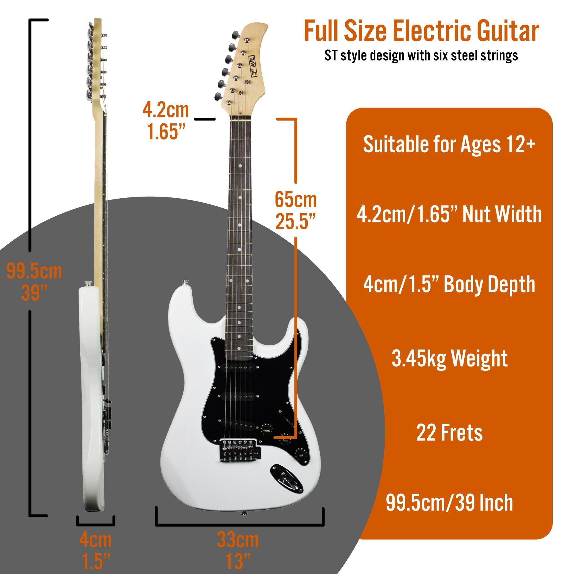 White - 3rd Avenue - 3rd Avenue Full Size Electric Guitar Pack with Amp - 2