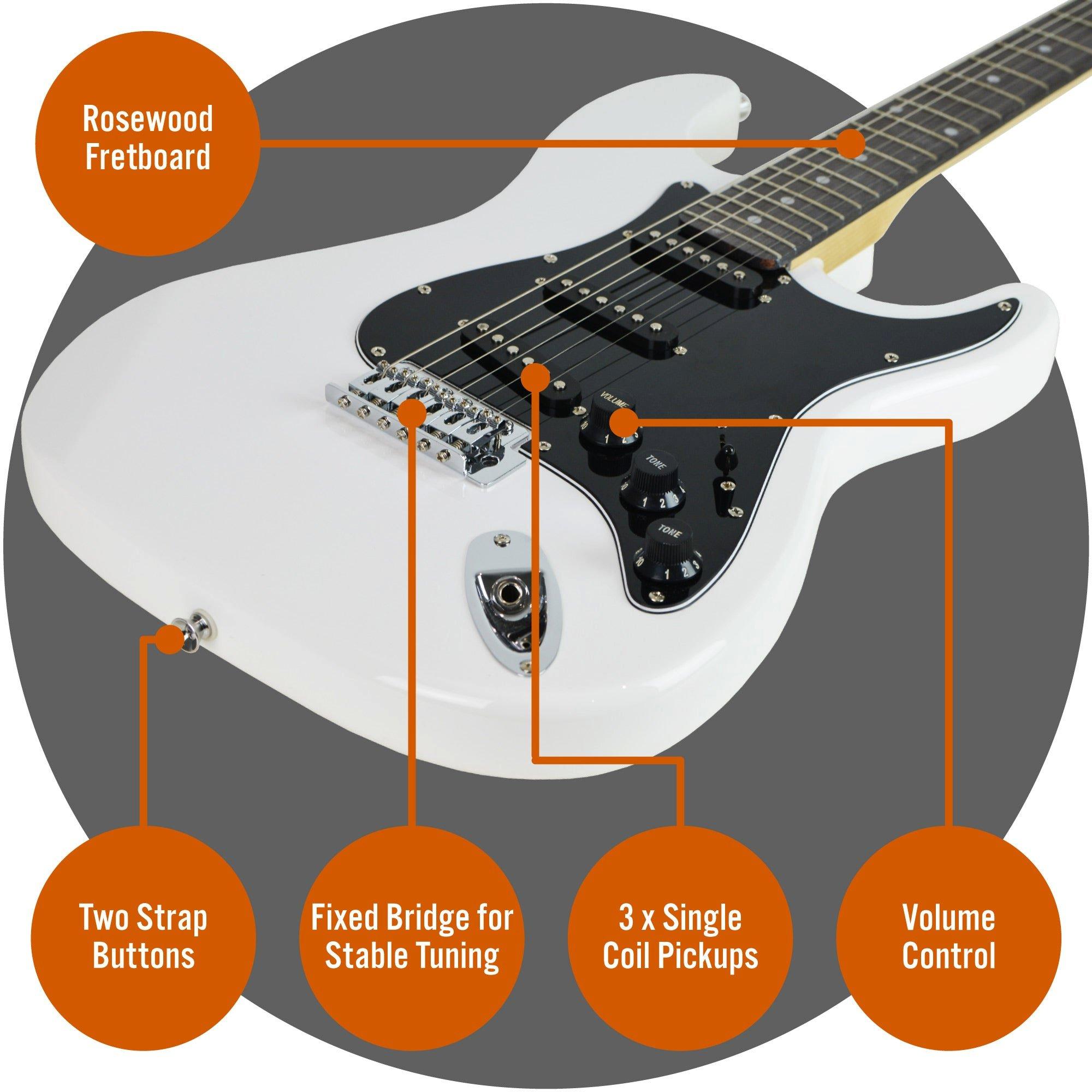 White - 3rd Avenue - 3rd Avenue Full Size Electric Guitar Pack with Amp - 4