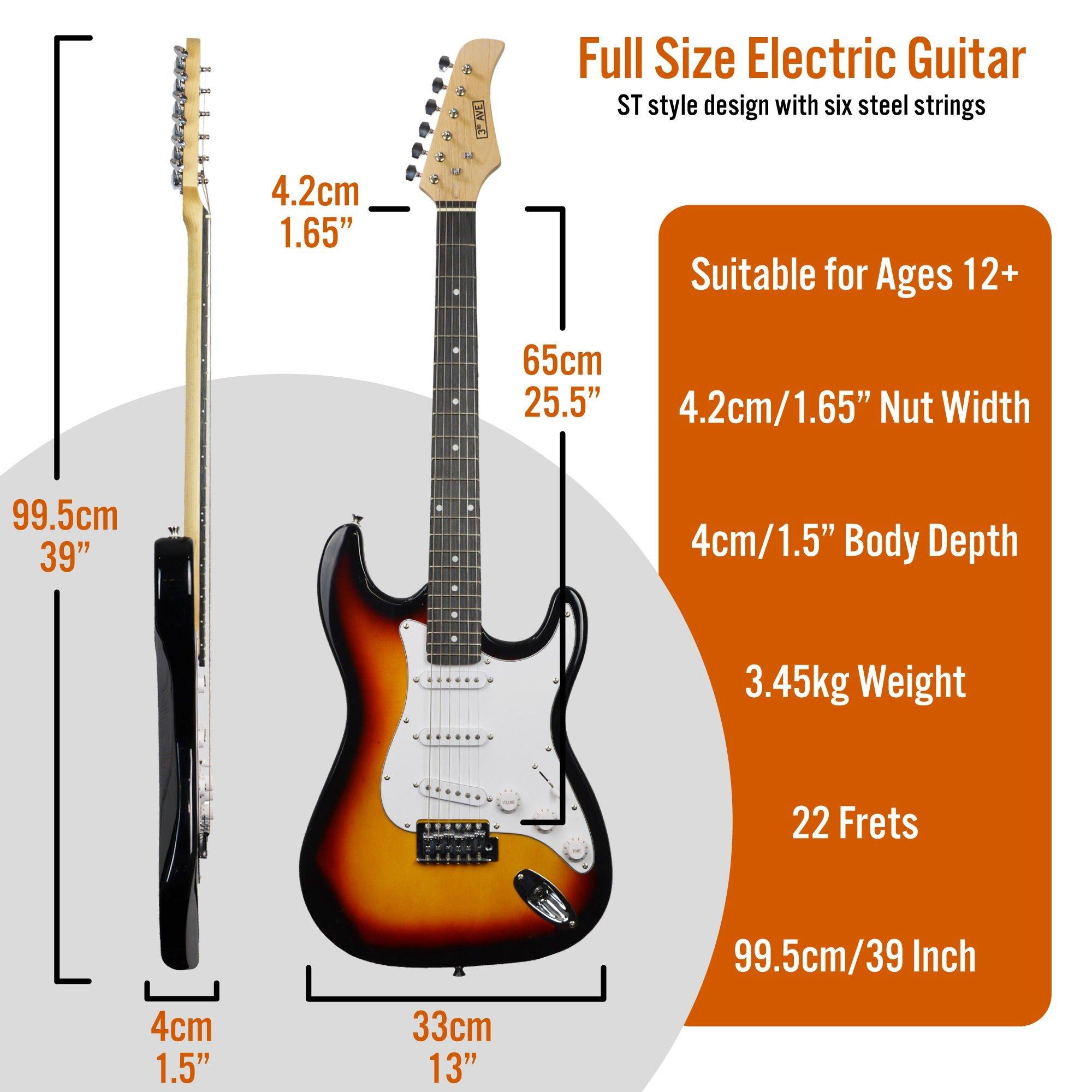 Sunburst - 3rd Avenue - 3rd Avenue Full Size Electric Guitar Pack with Amp - 2