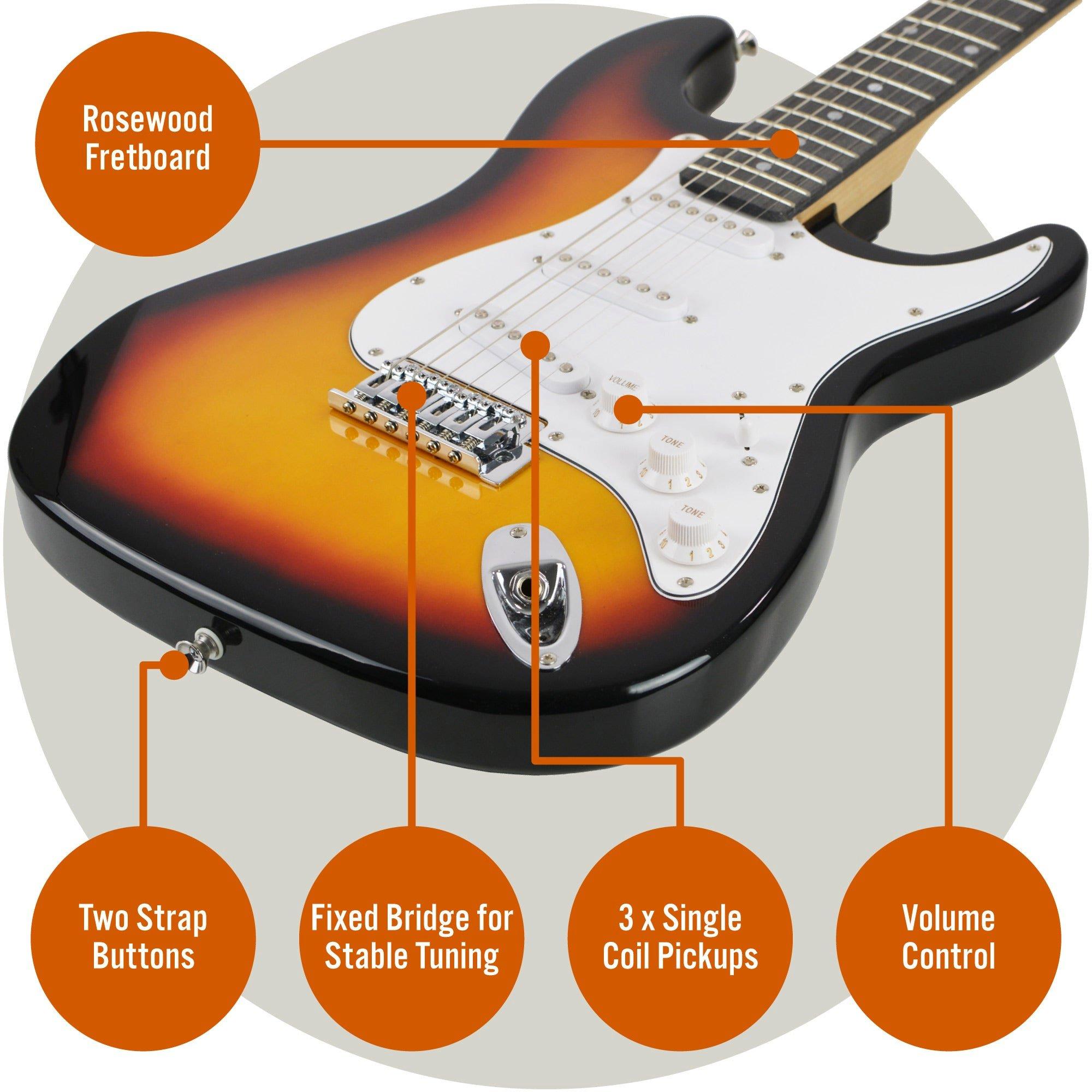 Sunburst - 3rd Avenue - 3rd Avenue Full Size Electric Guitar Pack with Amp - 4