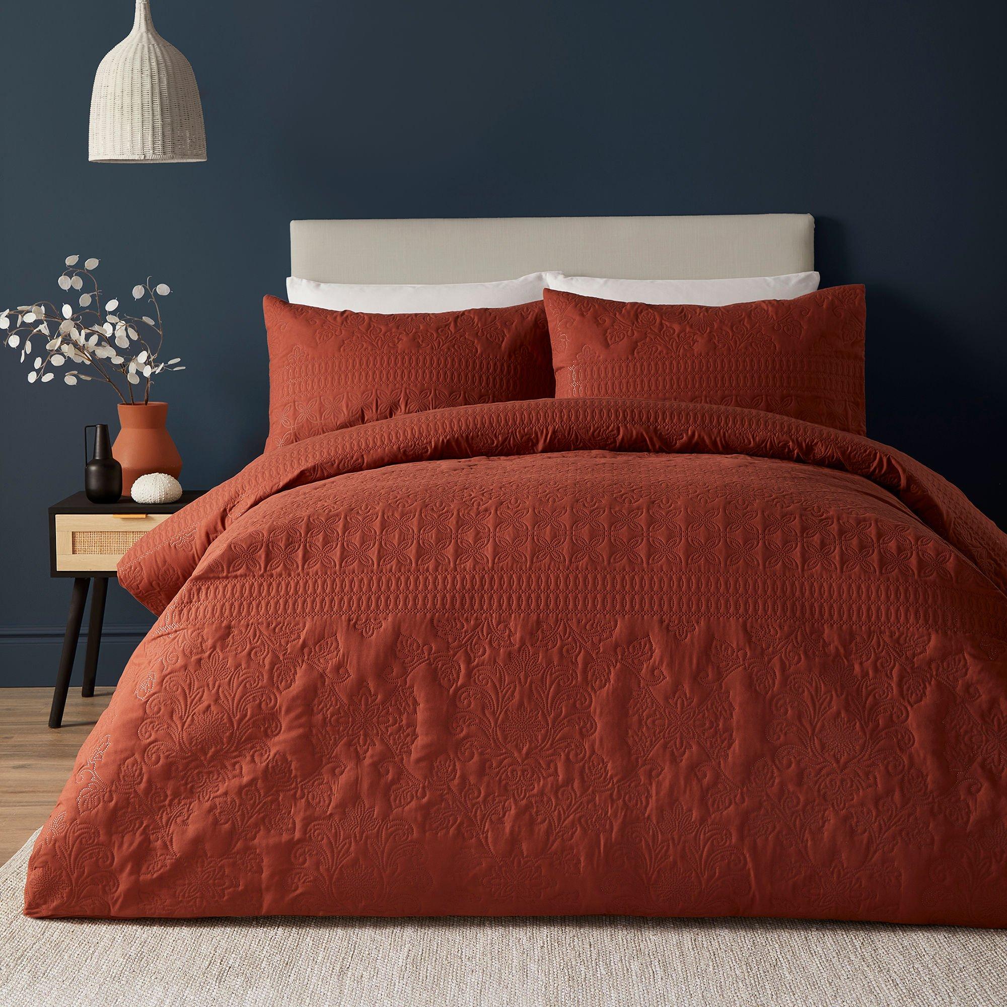 Terracotta - Serene Home - Avery Stripe Duvet Cover Set in Terracotta - 1