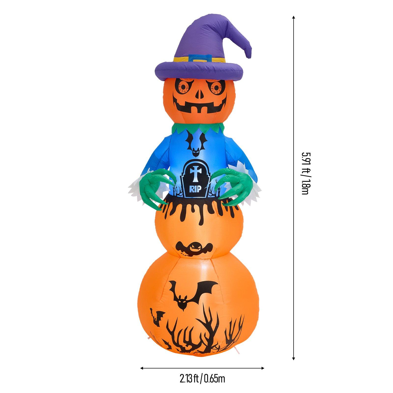 Multi - LIFE IDEAS - 6ft Halloween Inflatable Stacked Pumpkin Ghost - 2