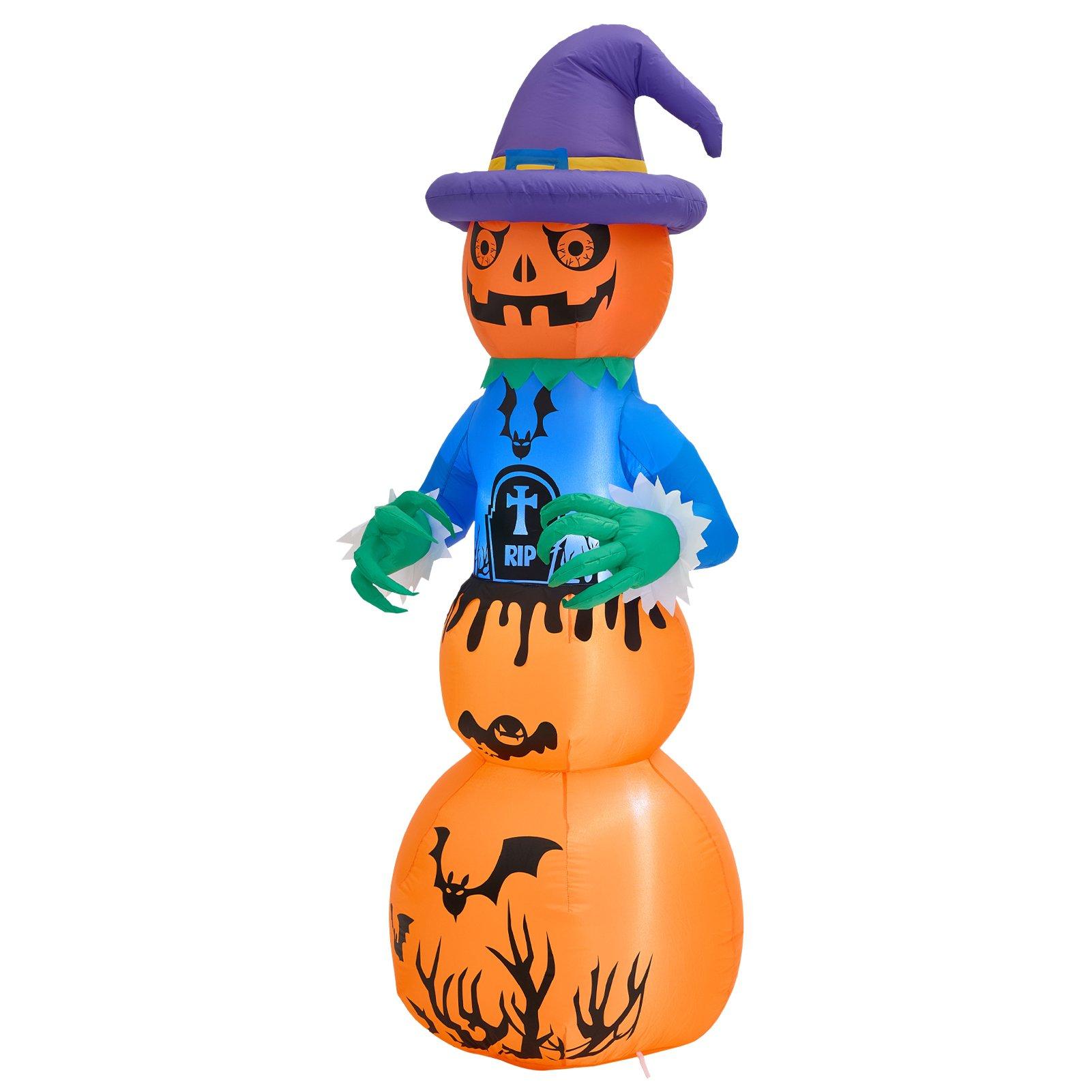 Multi - LIFE IDEAS - 6ft Halloween Inflatable Stacked Pumpkin Ghost - 3