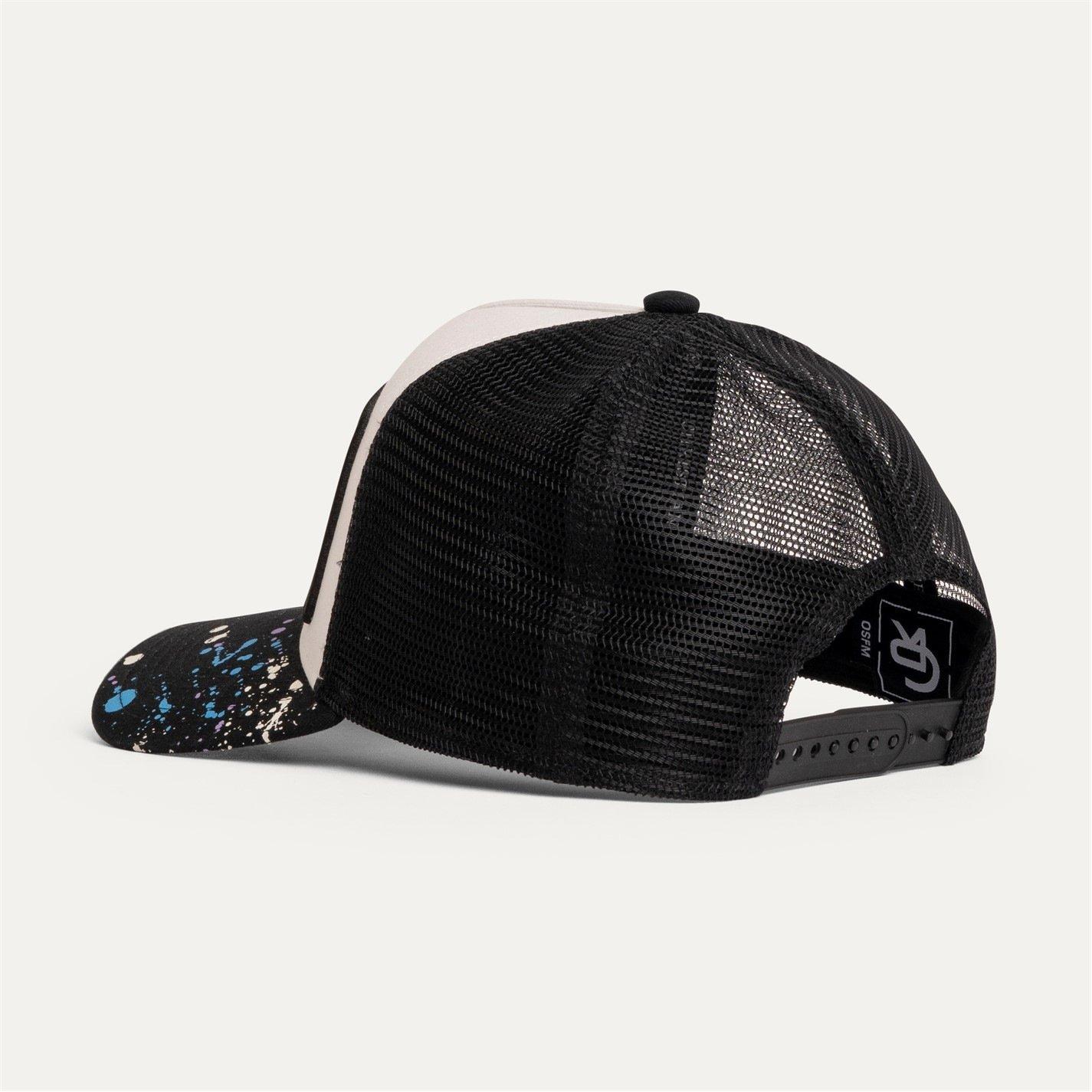 Wht/Blk/Wht - Christian Rose - Iconic II Paint Splat Visor Trucker Cap - 3