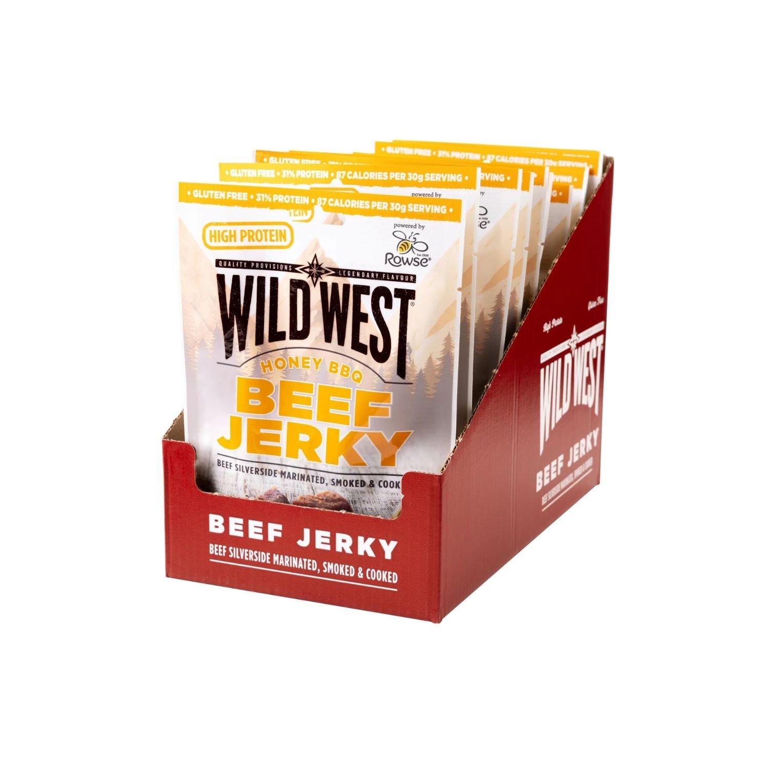 Wild West Jerky  Wild West Beef Jerky (12 X 25G Packs) - Honey Bbq Beef - Box of 12
