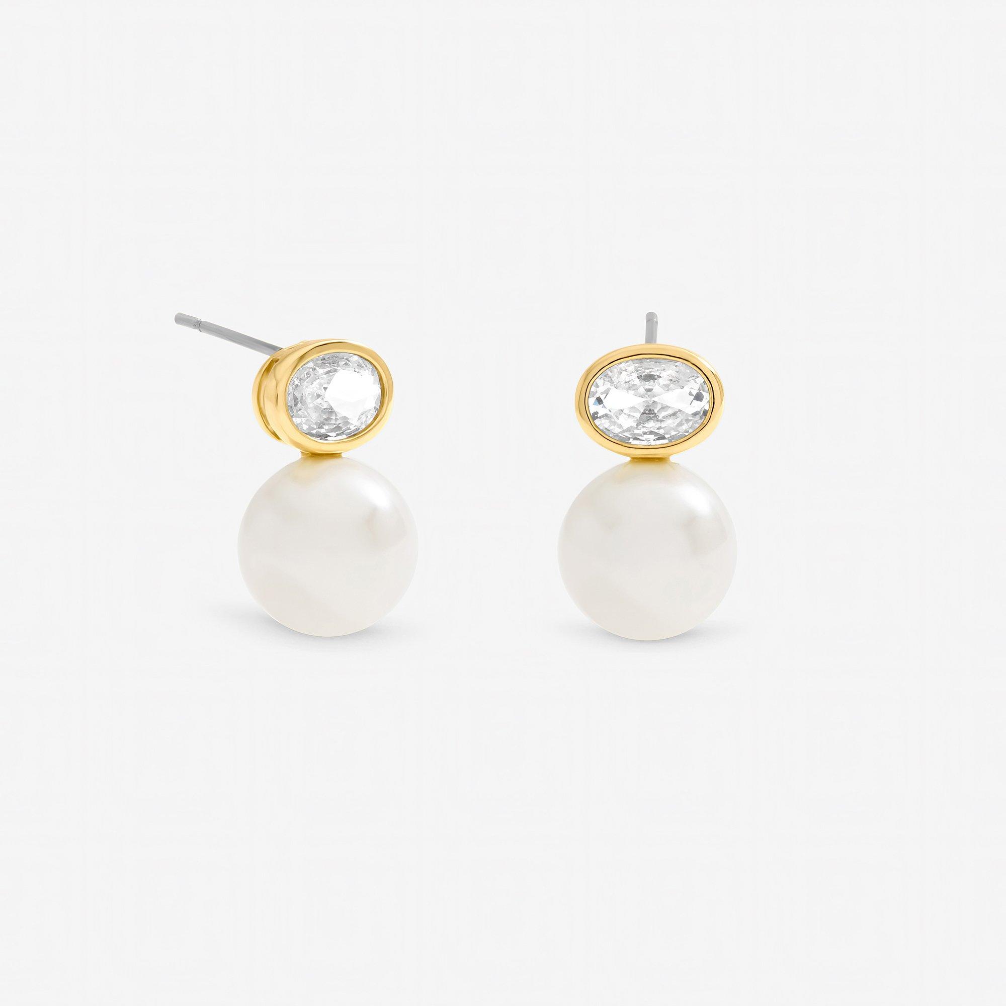 Jon Richard Women's Plated Crystal And Pearl Drop Earrings Gold