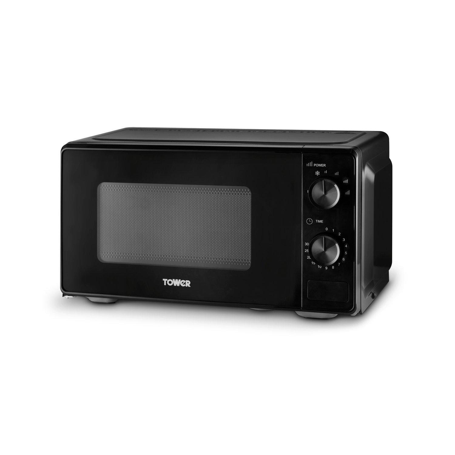 Black - Tower - 20L 800W Microwave Manual Solo Black - 1