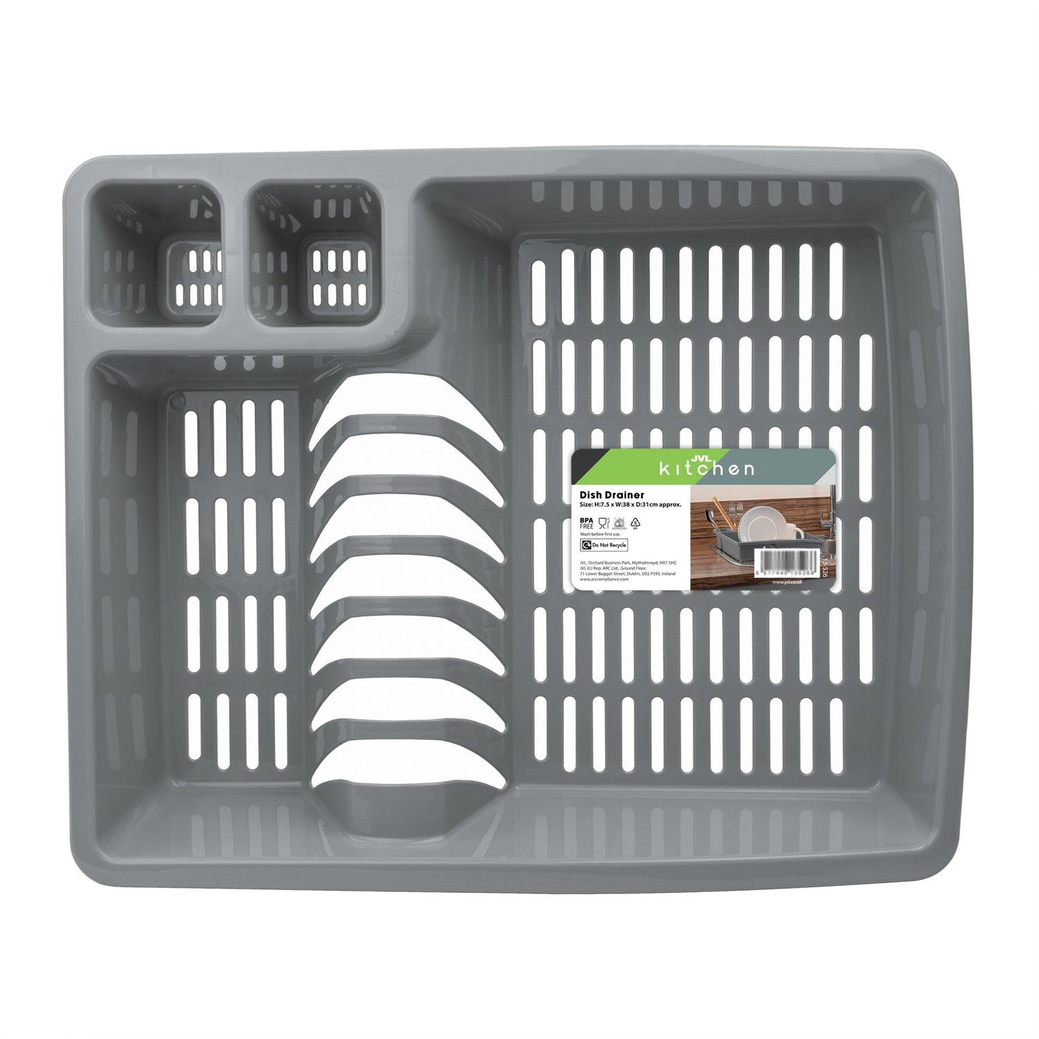 Grey - JVL - JVL Plastic Dish Drainer Washing Up Bowl and Soap - 6