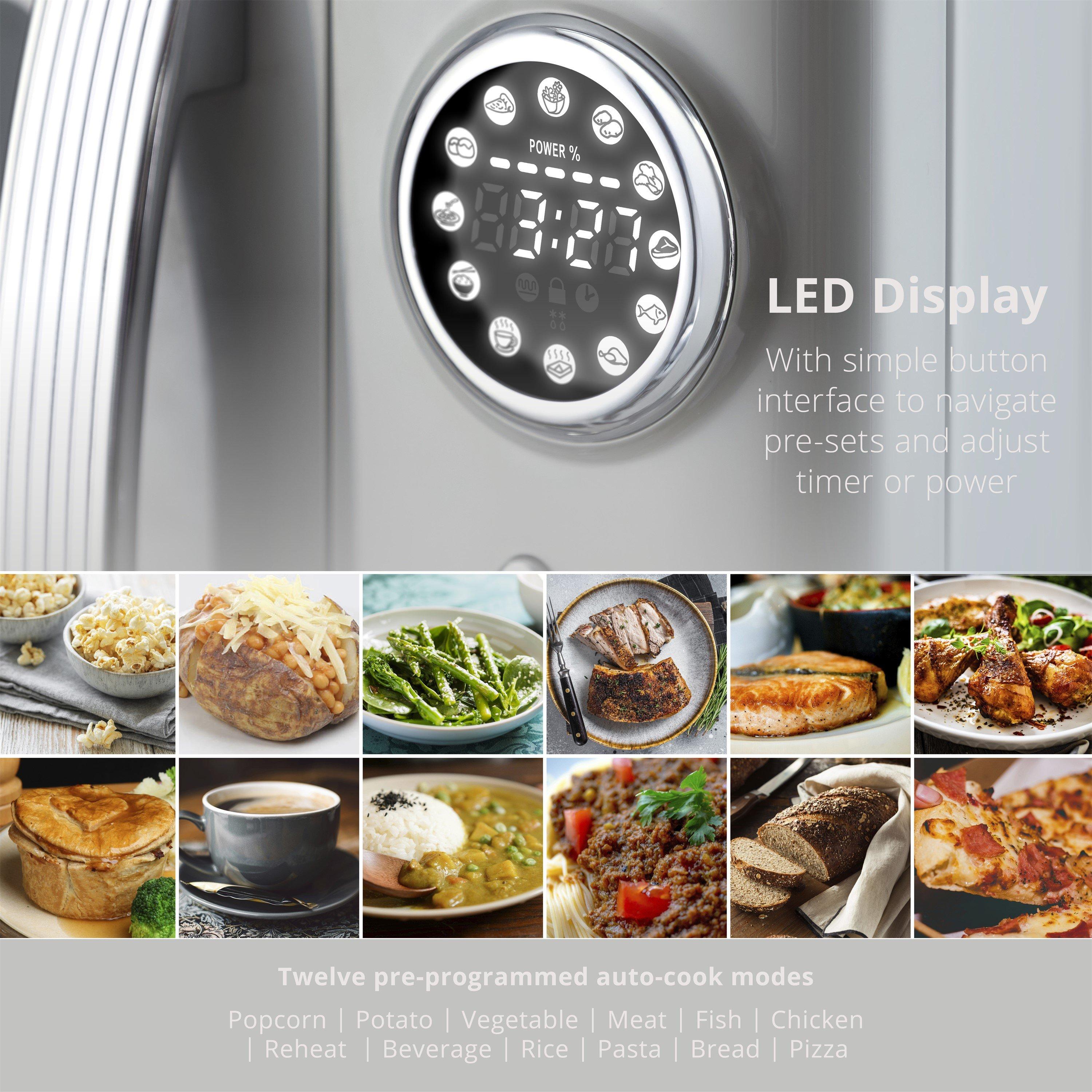 Grey - Swan - Retro Revive 20L 800W Microwave Grey with Chrome T - 4