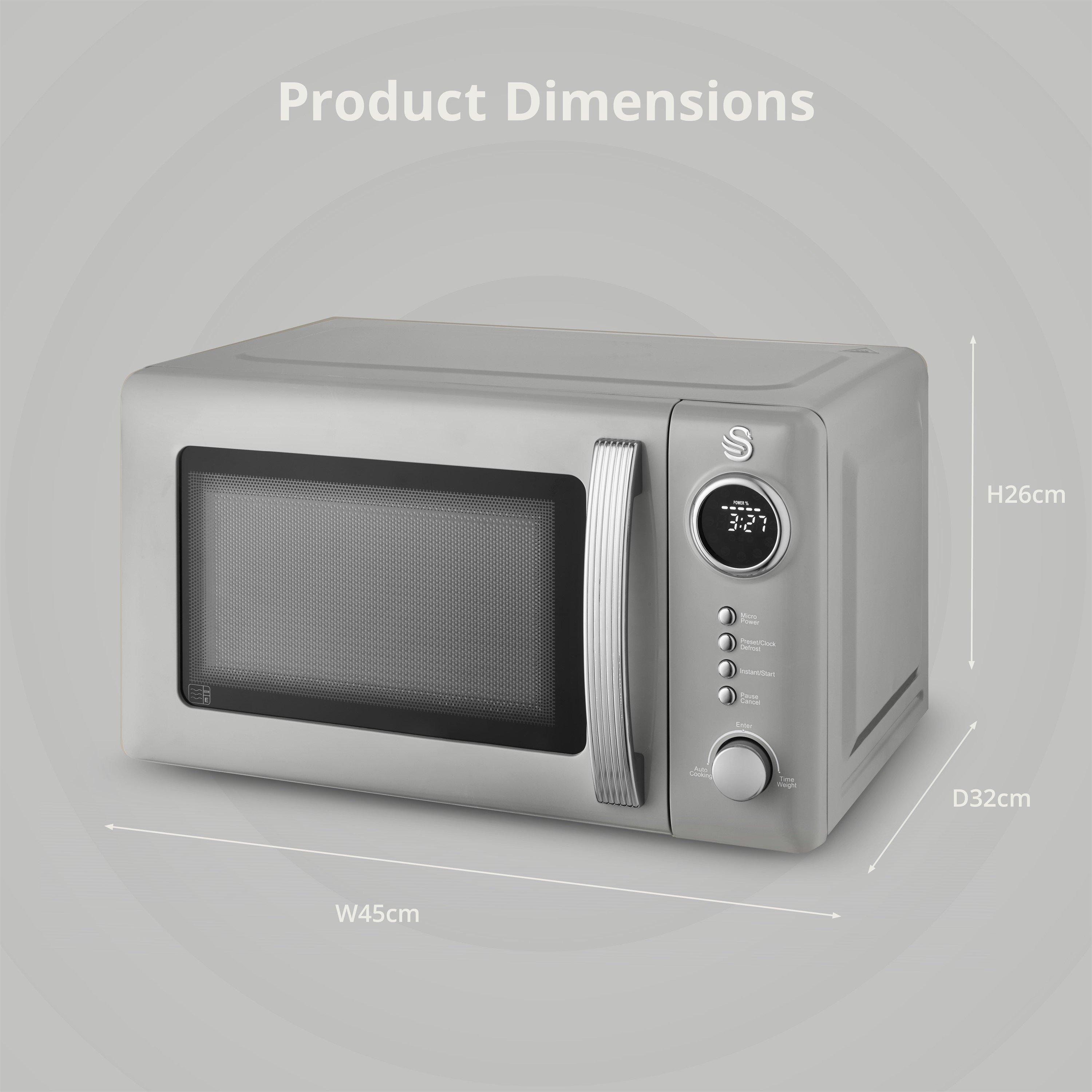 Grey - Swan - Retro Revive 20L 800W Microwave Grey with Chrome T - 6