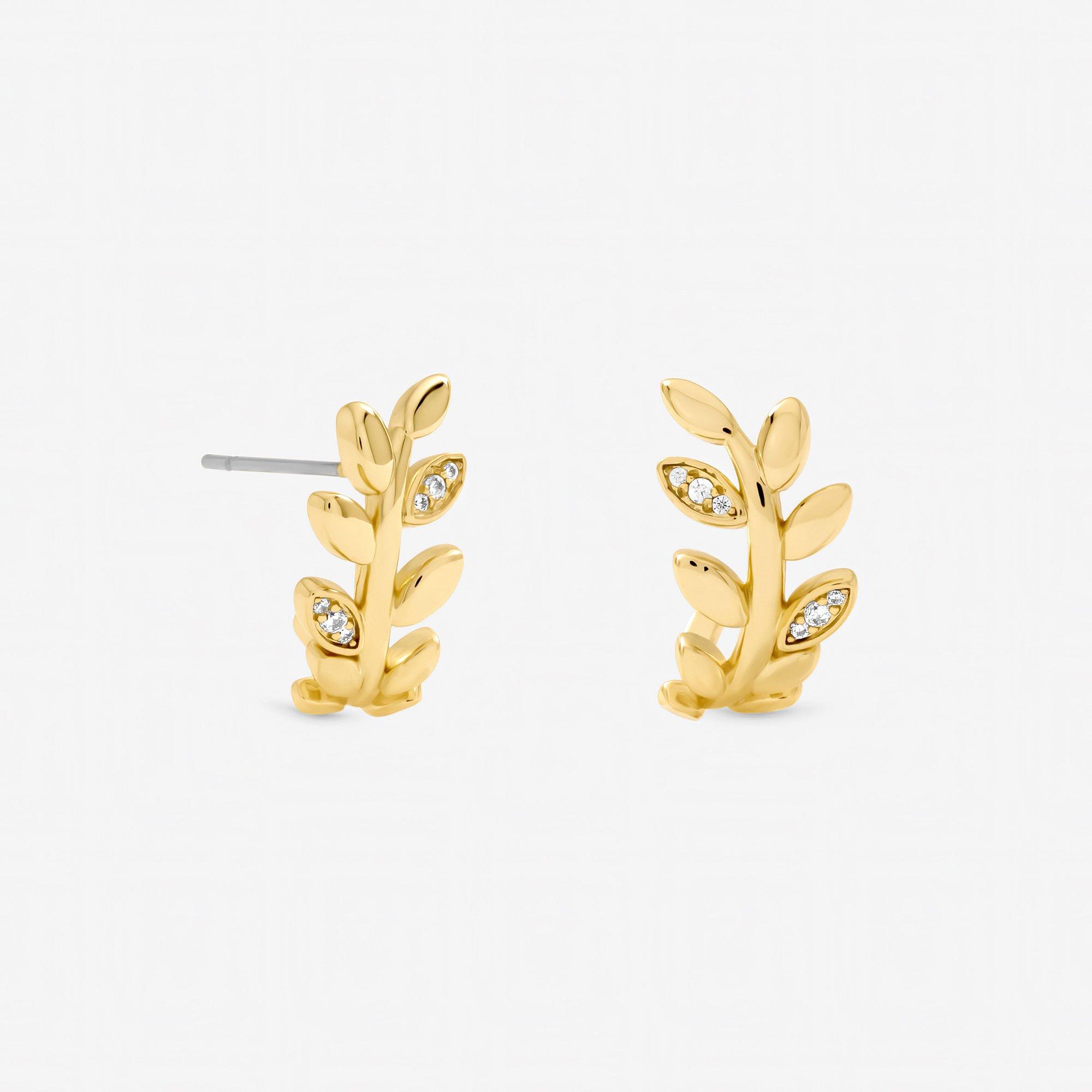 Gold - Jon Richard - Gold Plated and Crystal Leaf Earrings - 1