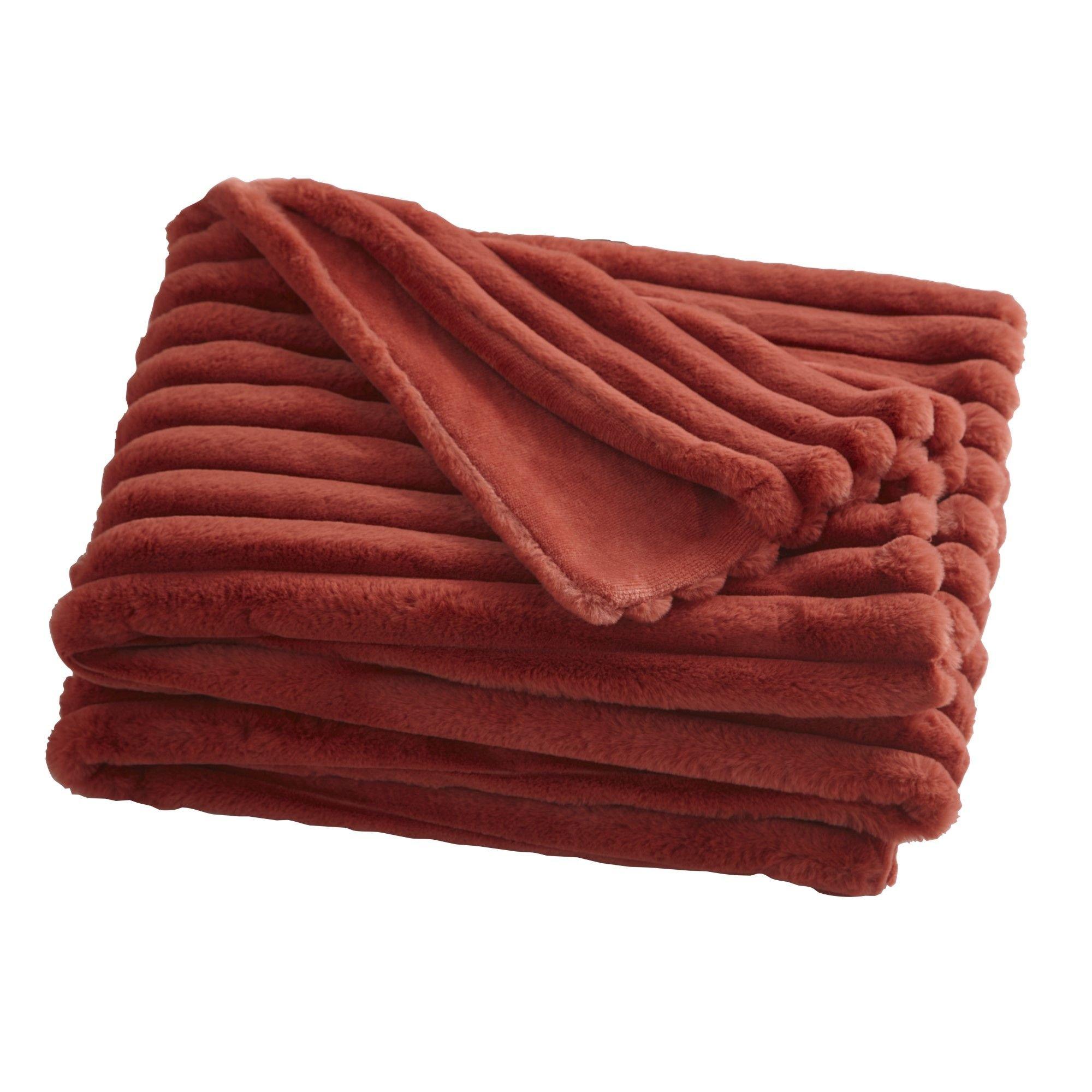 Terracotta - Appletree - Morritz Soft Reversible Bedspread Throw - Terracot - 1