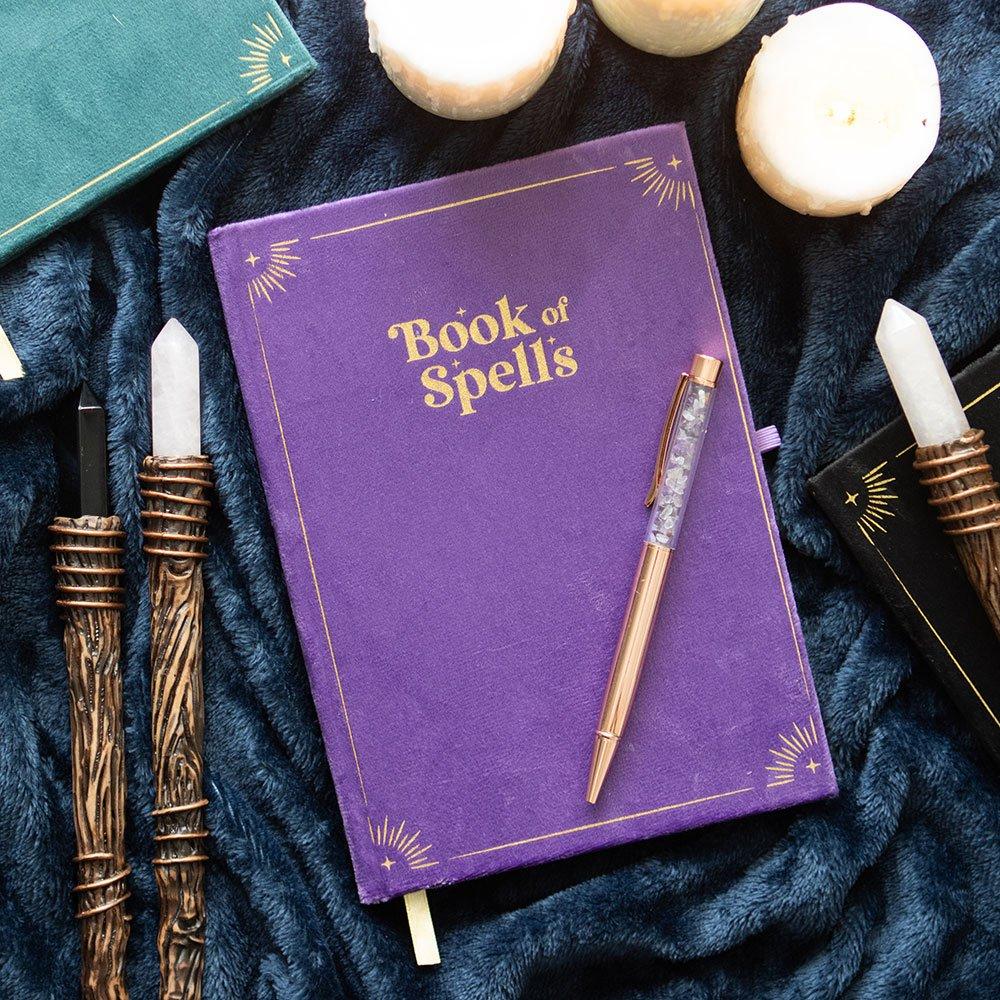 Something Different  Book Of Spells Journal With Amethyst Crystal Pen - Purple