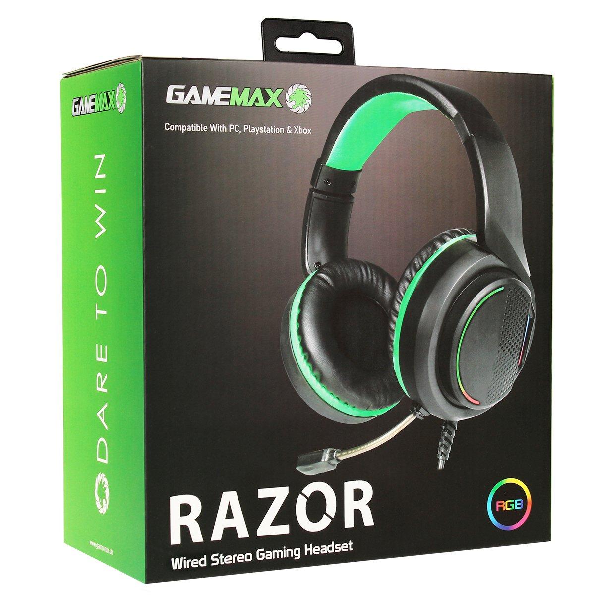 Noir - GameMax - GameMax Razor RGB Gaming Headset and Mic with 5.1 Surround Sound - 6