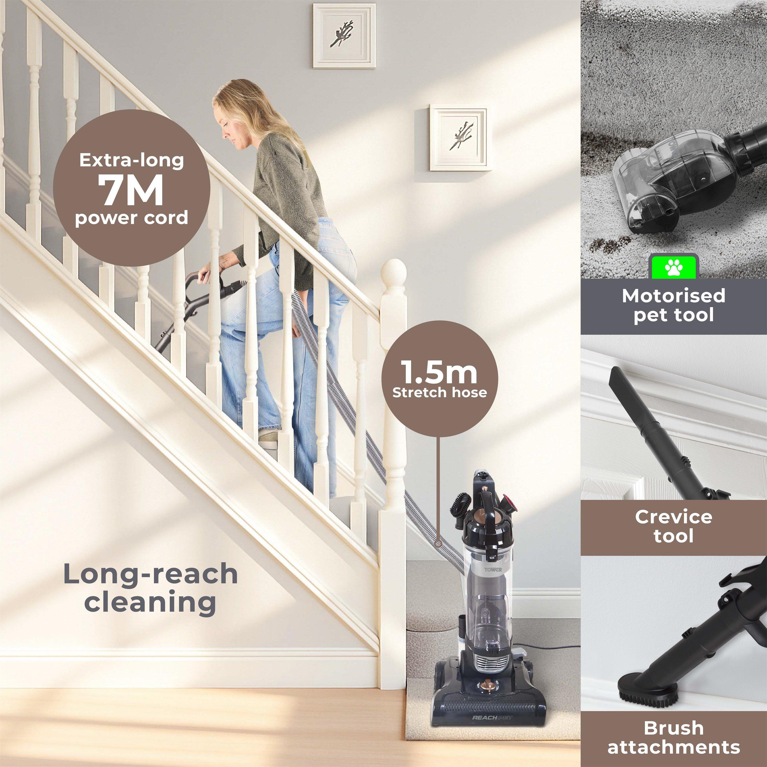 Rose Gold - Tower - Tower RXP30PET Reach Bagless Upright Vacuum Cleaner Cyclonic Technology Blush Gold T108001BLGPET - 5