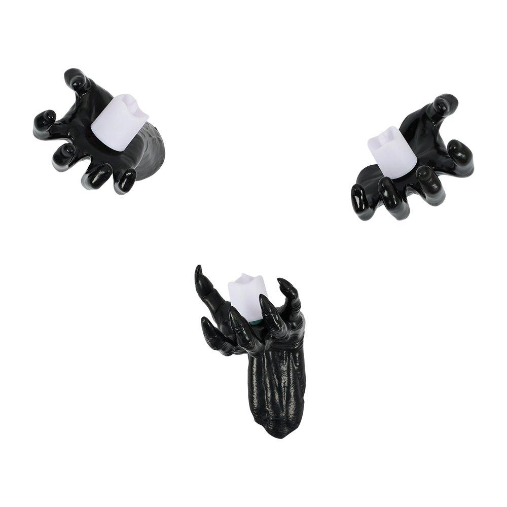 Black - LIFE IDEAS - 3pcs Creepy Reaching Hands with LED Candles - 3