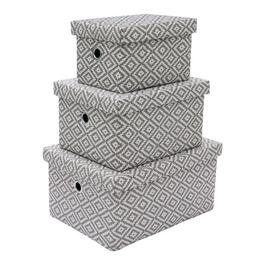 JVL Argyle Set of 3 Lidded Rectangular Storage Boxes
