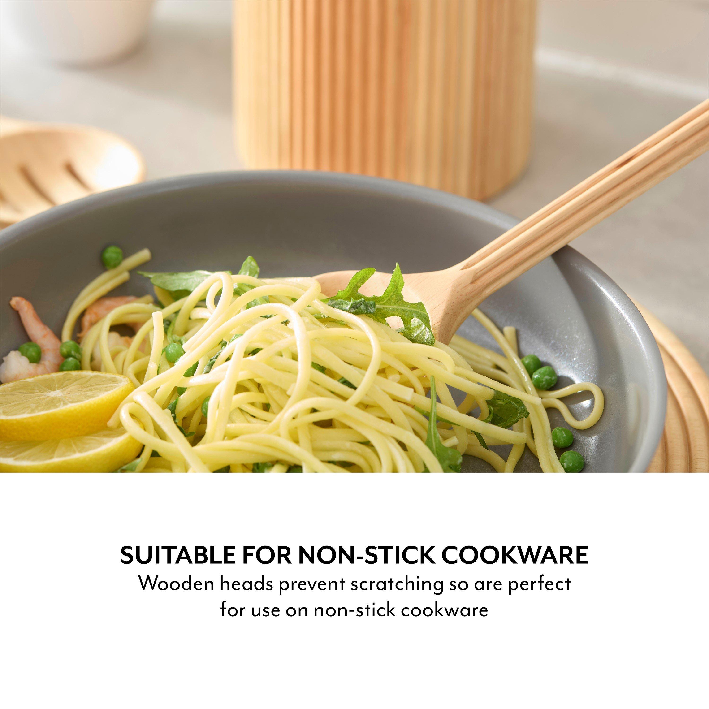 Natural Wood - SURLATABLE - Set of 4 Wooden Utensils with Holder - 5