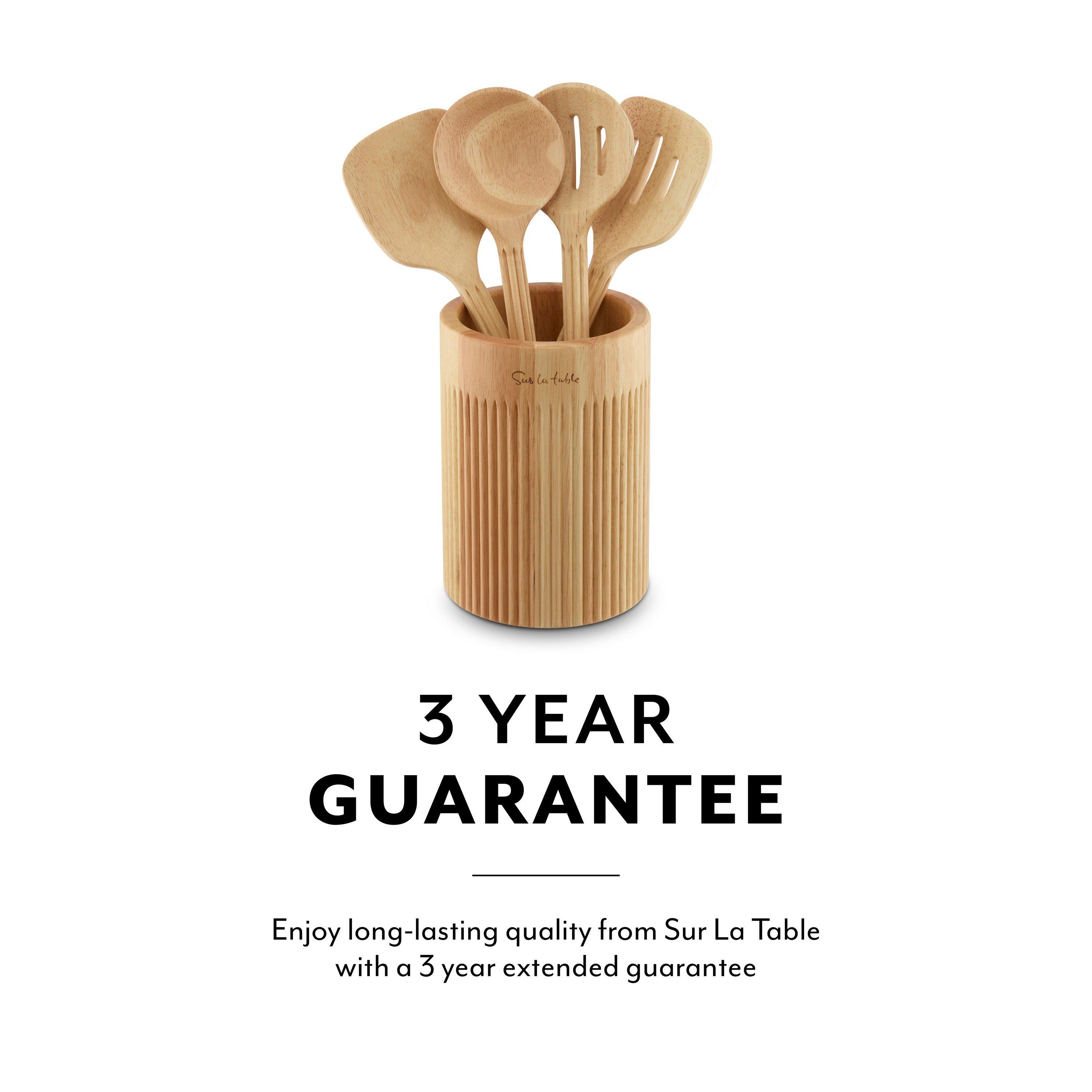 Natural Wood - SURLATABLE - Set of 4 Wooden Utensils with Holder - 8