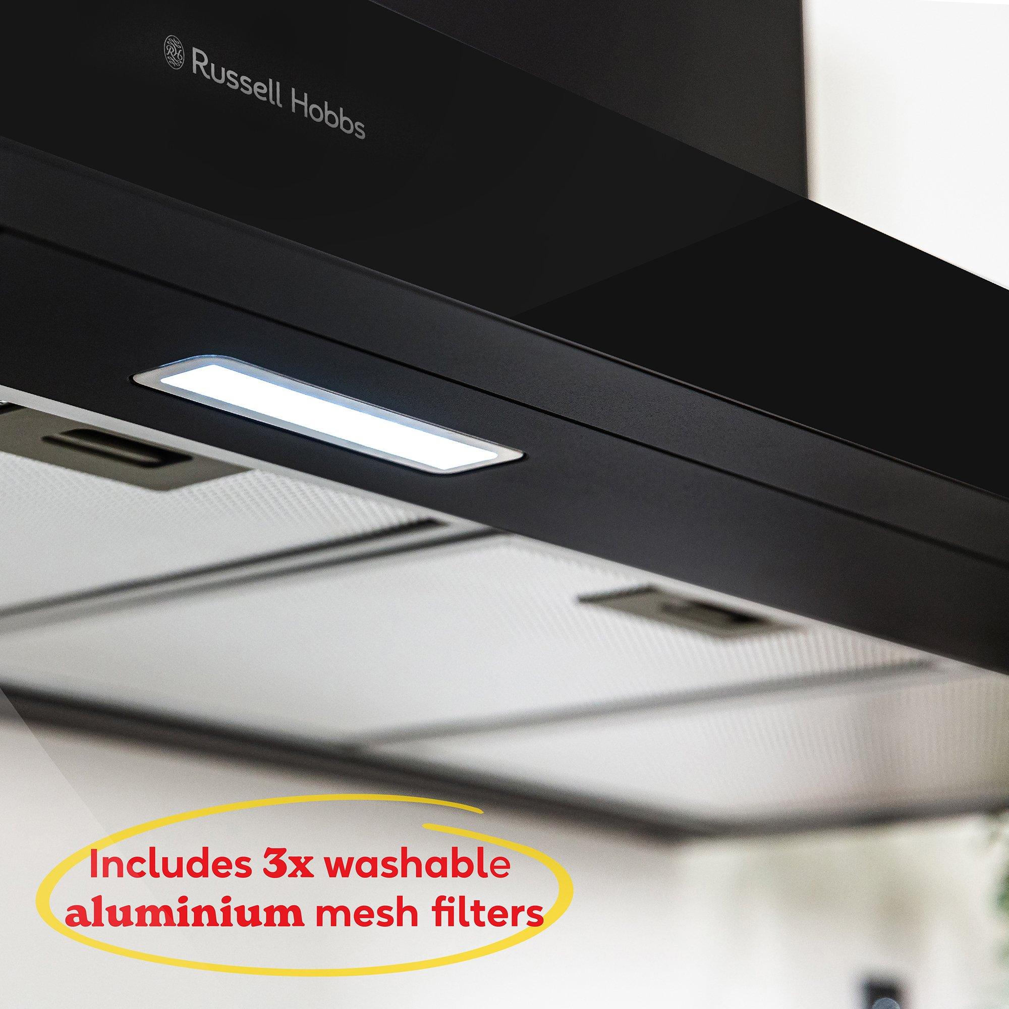 Black - Russell Hobbs - RHGCH903B 90cm T-Shaped Cooker Hood in Black - 7