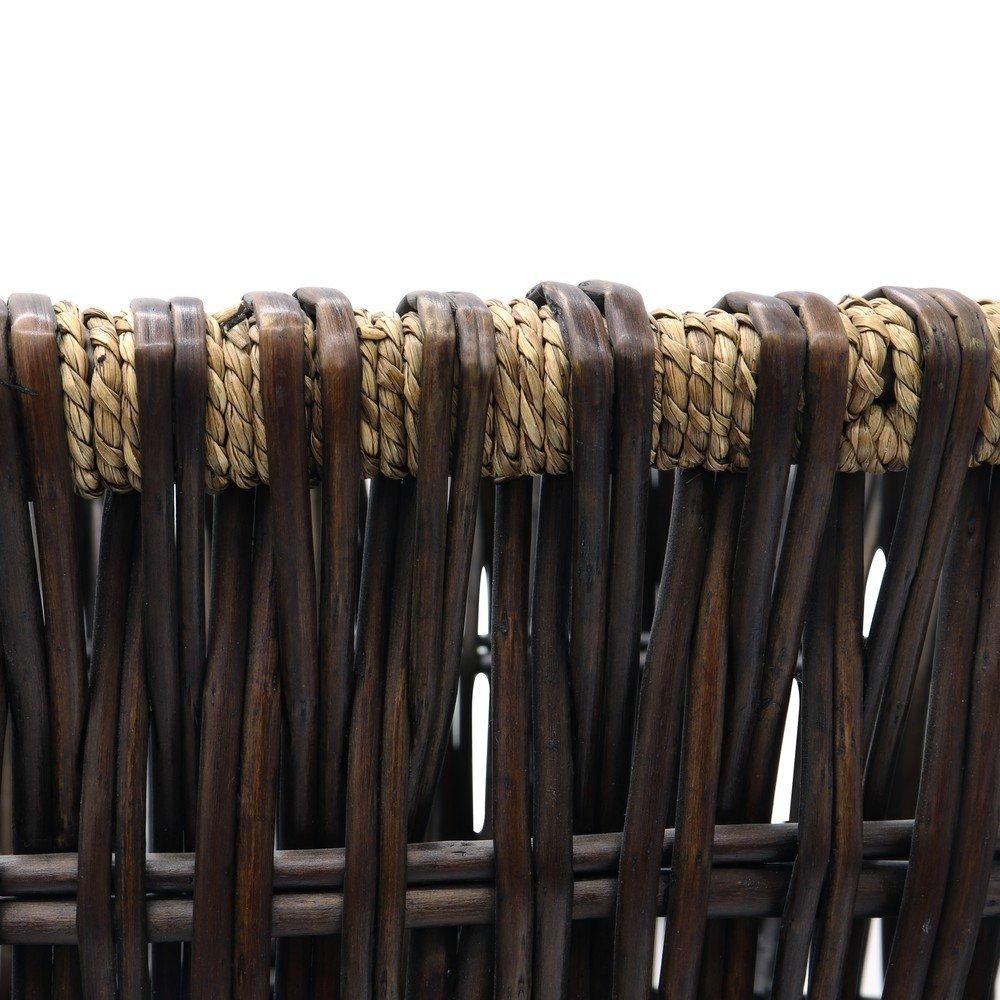 Brown - JVL - Oval Vertical Weave Log Basket with Handles - 4