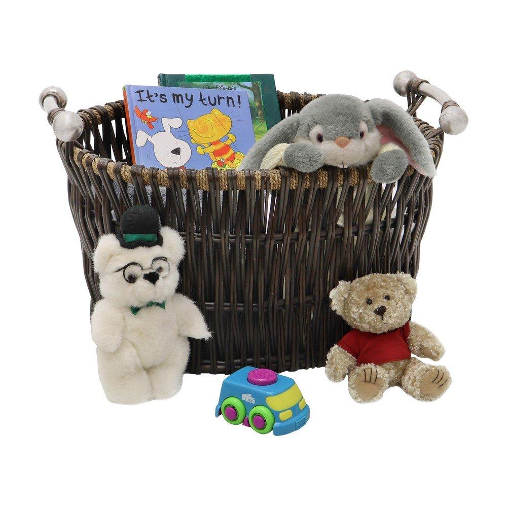 Brown - JVL - Oval Vertical Weave Log Basket with Handles - 5