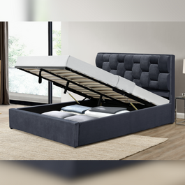 Comfy Living Plush Velvet Gas Lift Woven Bed and Mattress