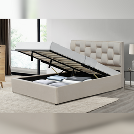 Comfy Living Plush Velvet Gas Lift Woven Bed and Mattress