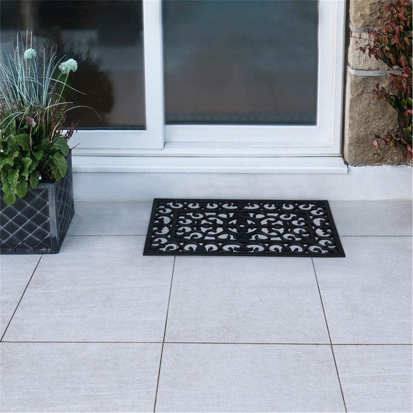 Jvl  Lexi Rubber Scraper Doormat - Black - 45x75cm