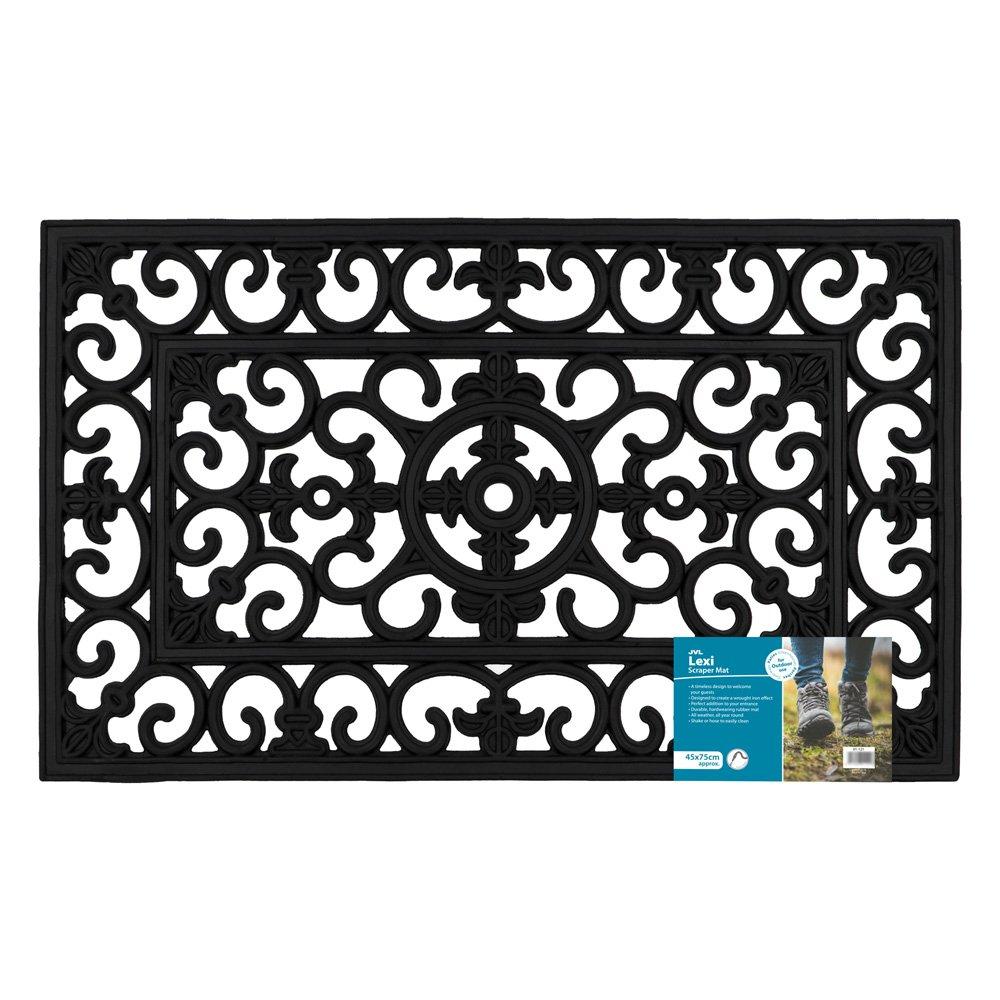 Black - JVL - Lexi Rubber Scraper Doormat - 9