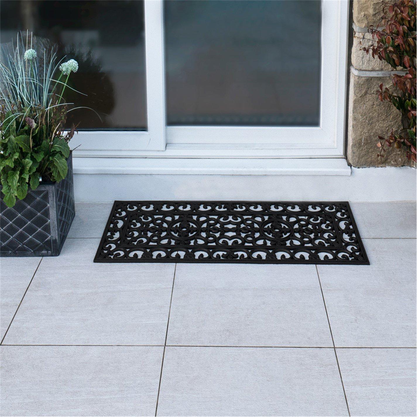 Jvl  Lexi Rubber Patio Doormat - Black - 45x120cm