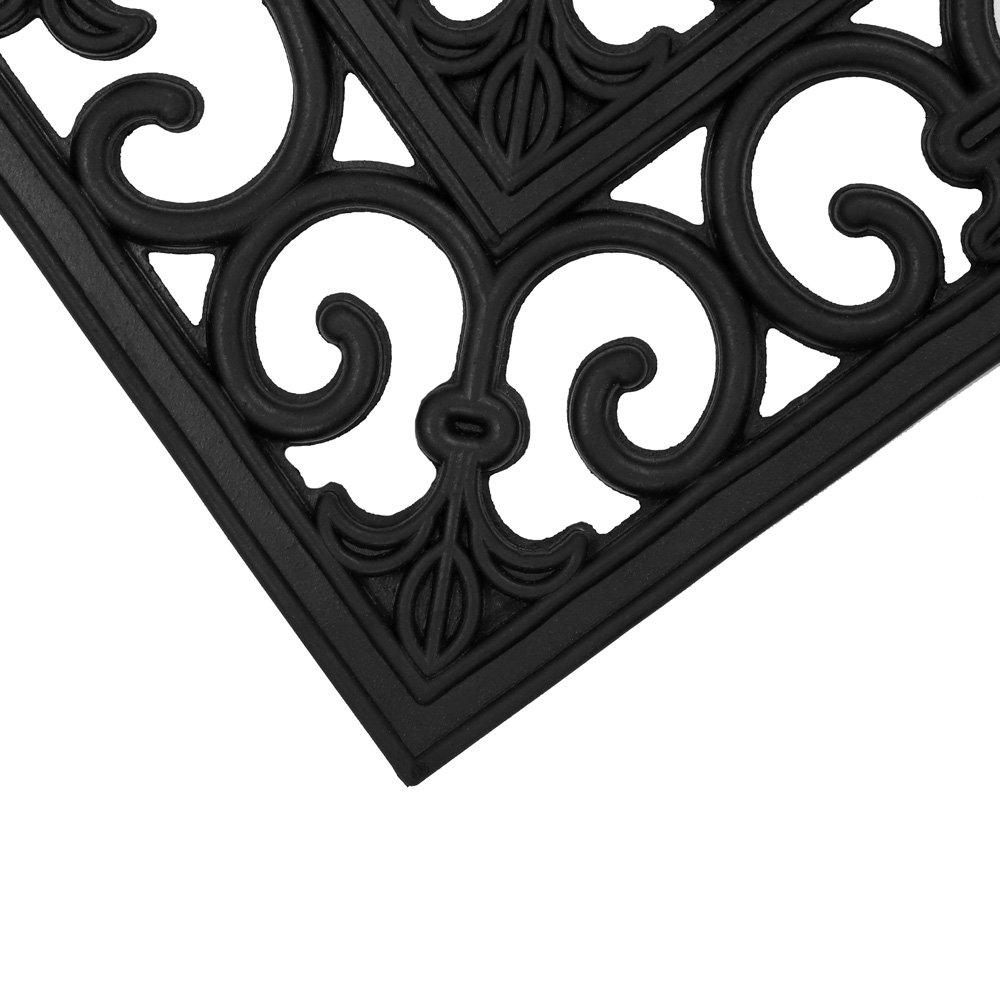 Black - JVL - Lexi Rubber Patio Doormat - 2