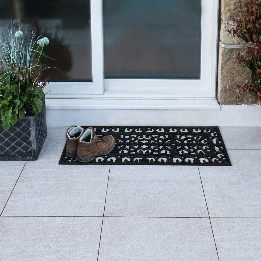 Black - JVL - Lexi Rubber Patio Doormat - 8