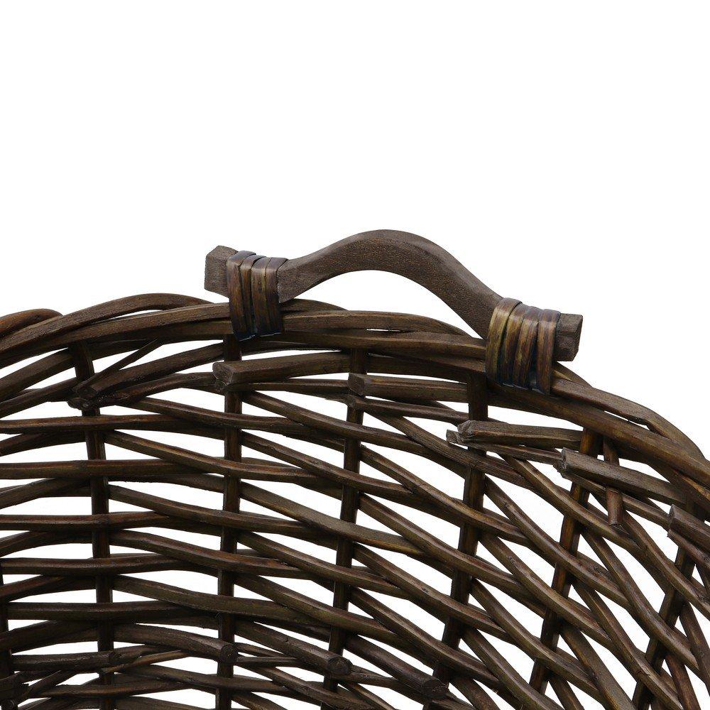 Brown - JVL - Oval Tapered Log Baskets with Handles - 3