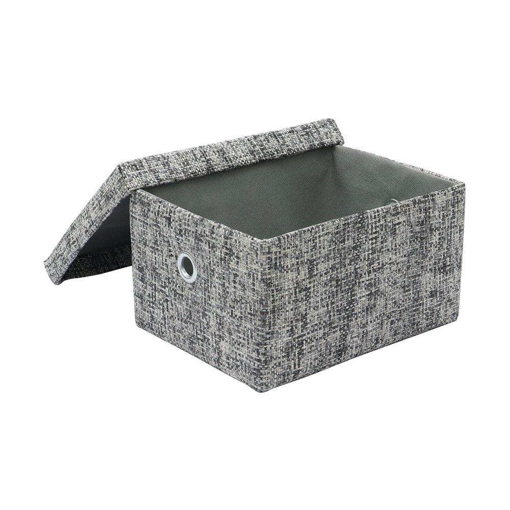 Grey - JVL - Urban Set of 3 Lidded Rectangular Storage Boxes - 4